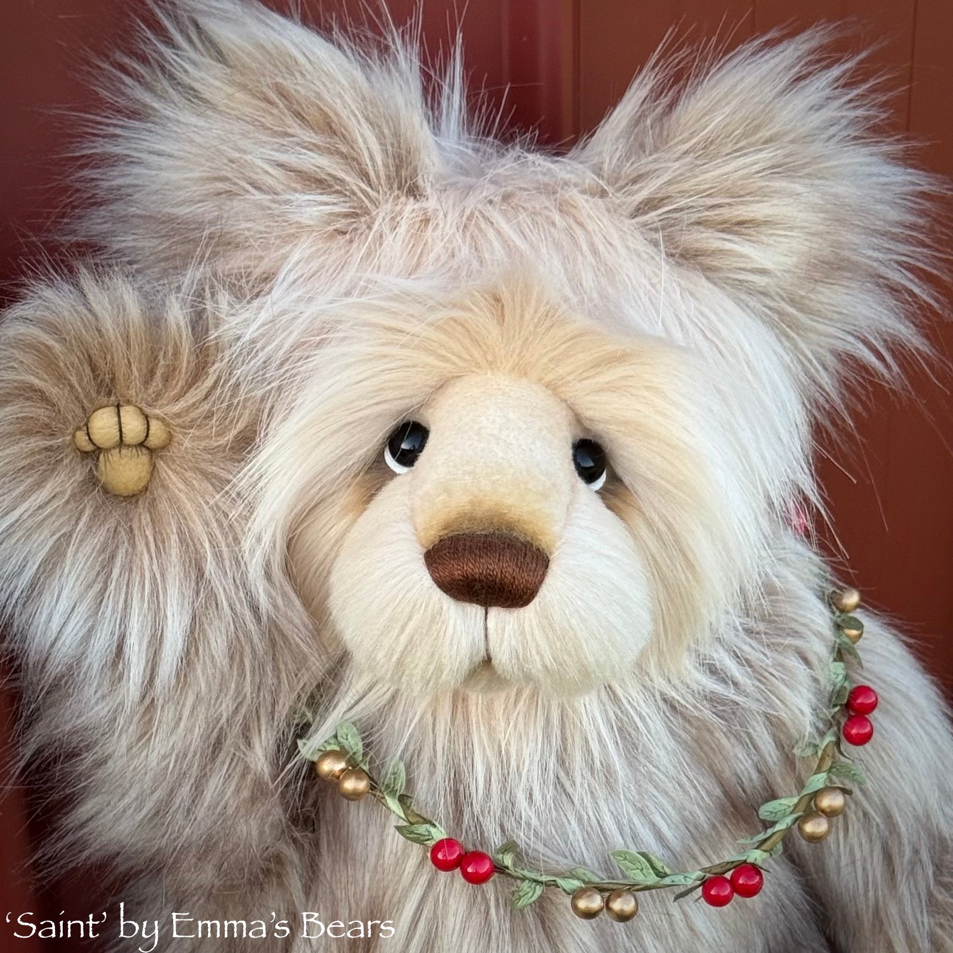 KIT - 16" SAINT Christmas bear in Warm Latte faux fur