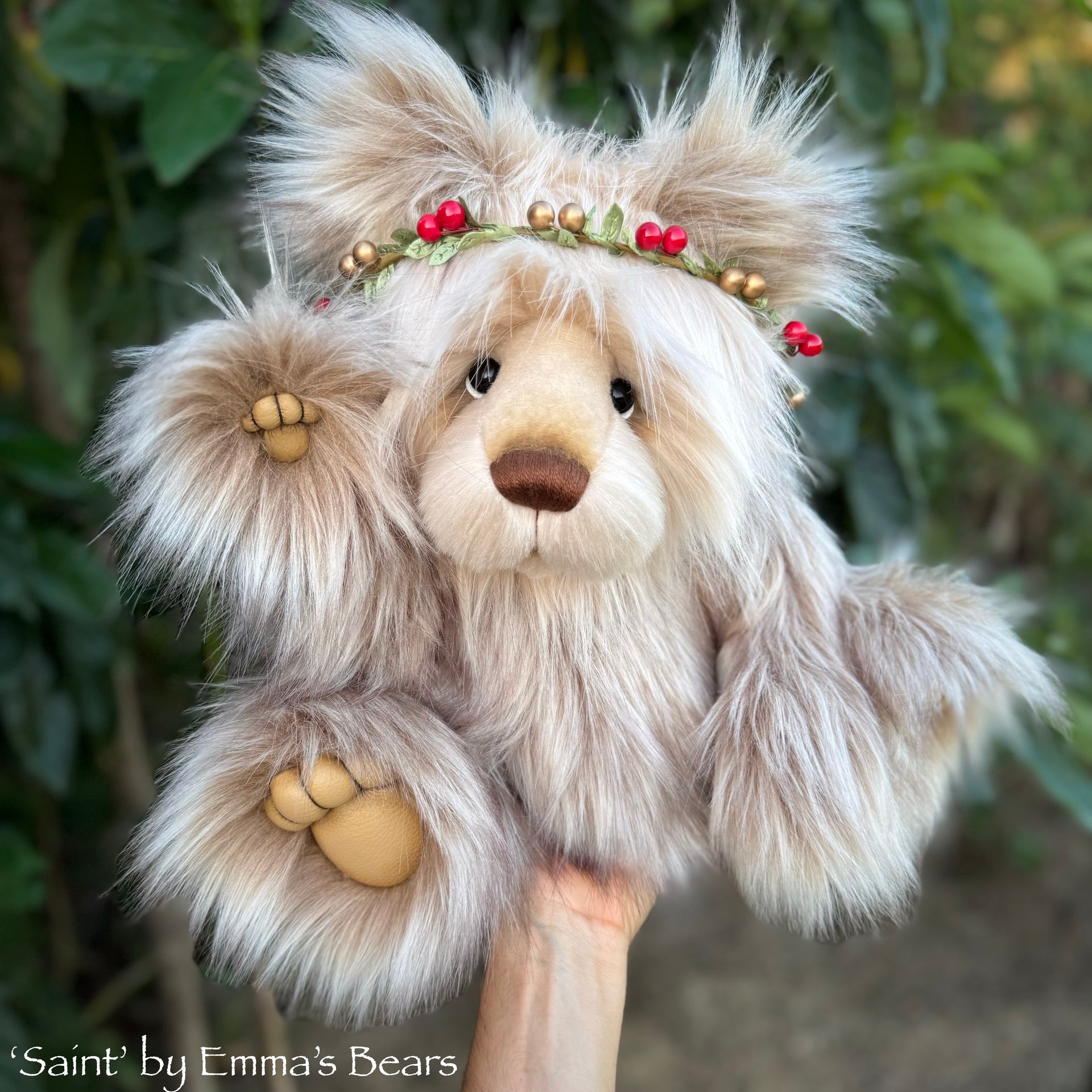 Saint - 16" Faux Fur Christmas Artist Bear by Emmas Bears - OOAK