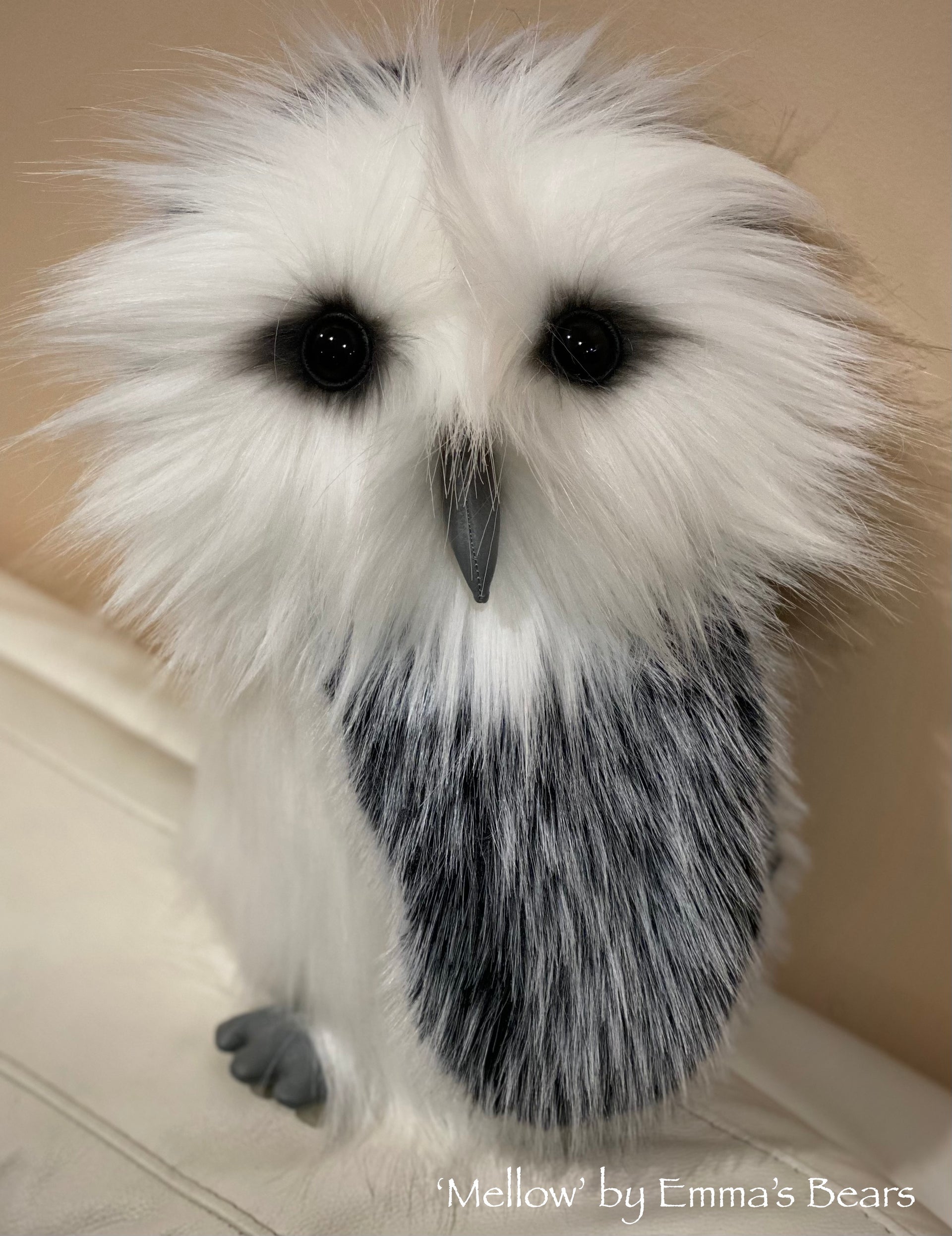 Mellow - 13" faux fur Artist OWL Bear by Emmas Bears - OOAK