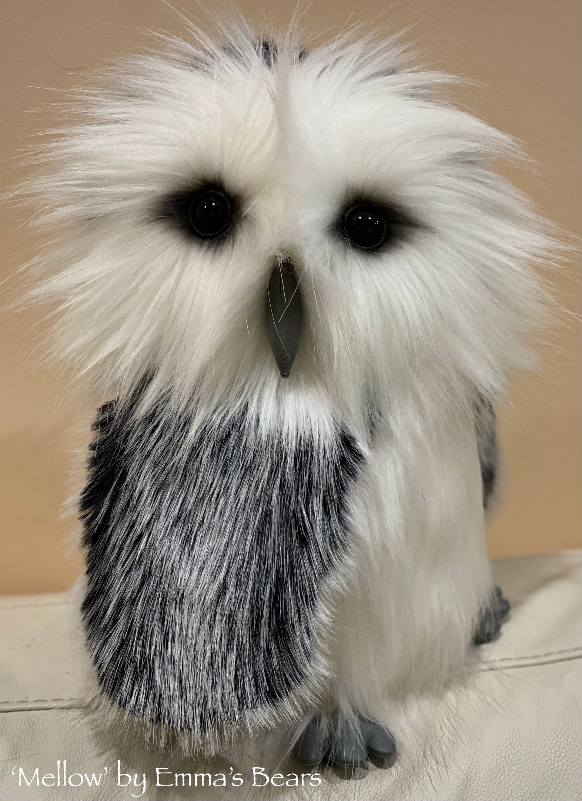 Mellow - 13" faux fur Artist OWL Bear by Emmas Bears - OOAK