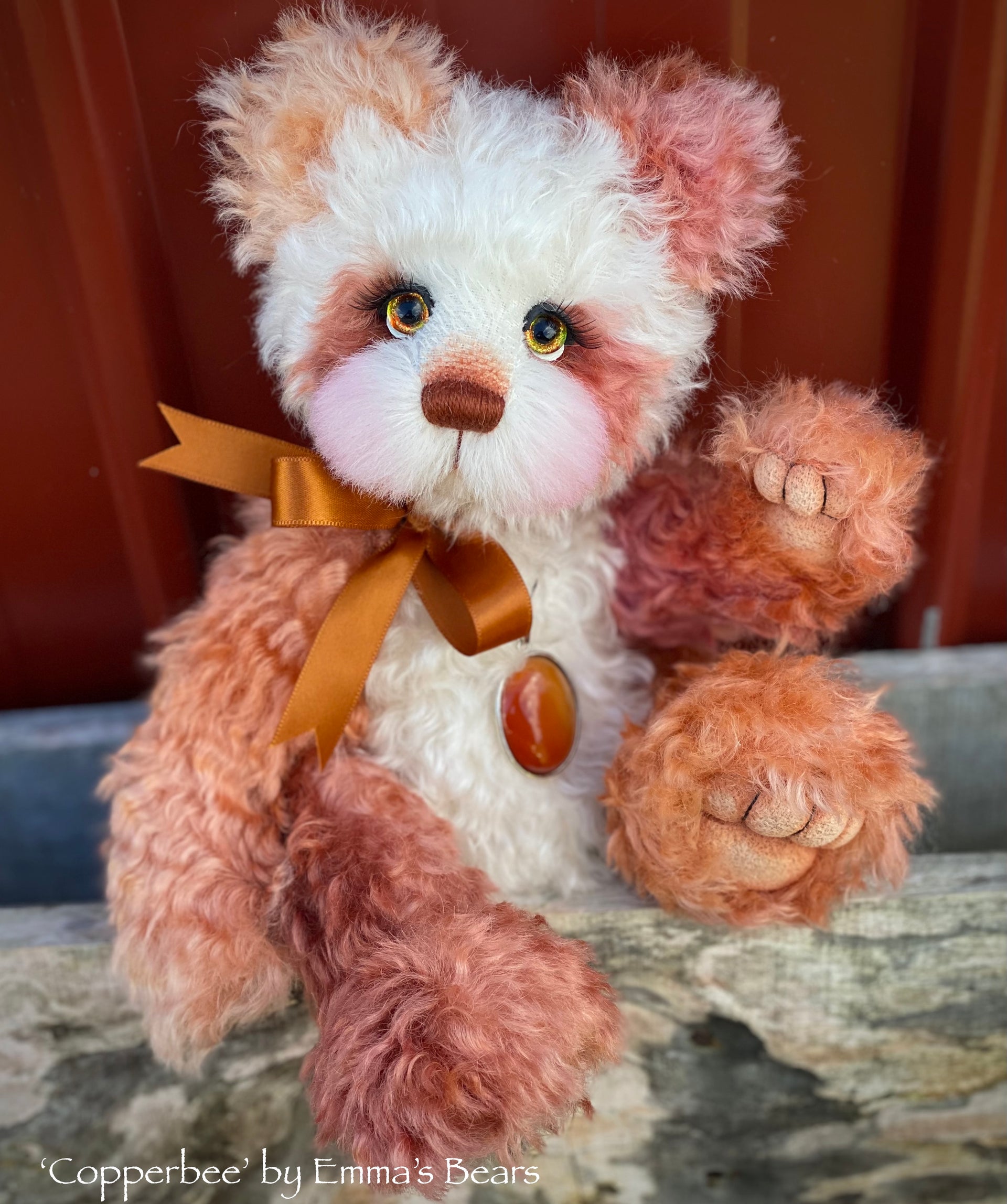 Copperbee - 12" Curly Kid Mohair and Alpaca artist bear by Emma's Bears - OOAK