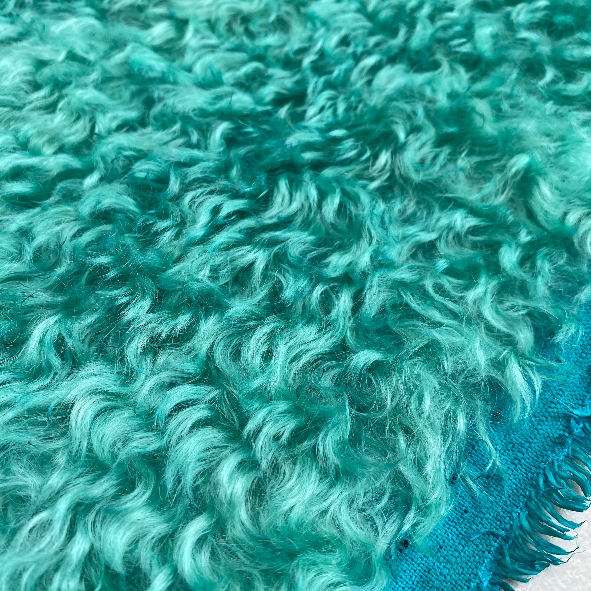 Curly Kid Mohair - Hand Dyed Turquoise - Fat 1/2m - MAR016