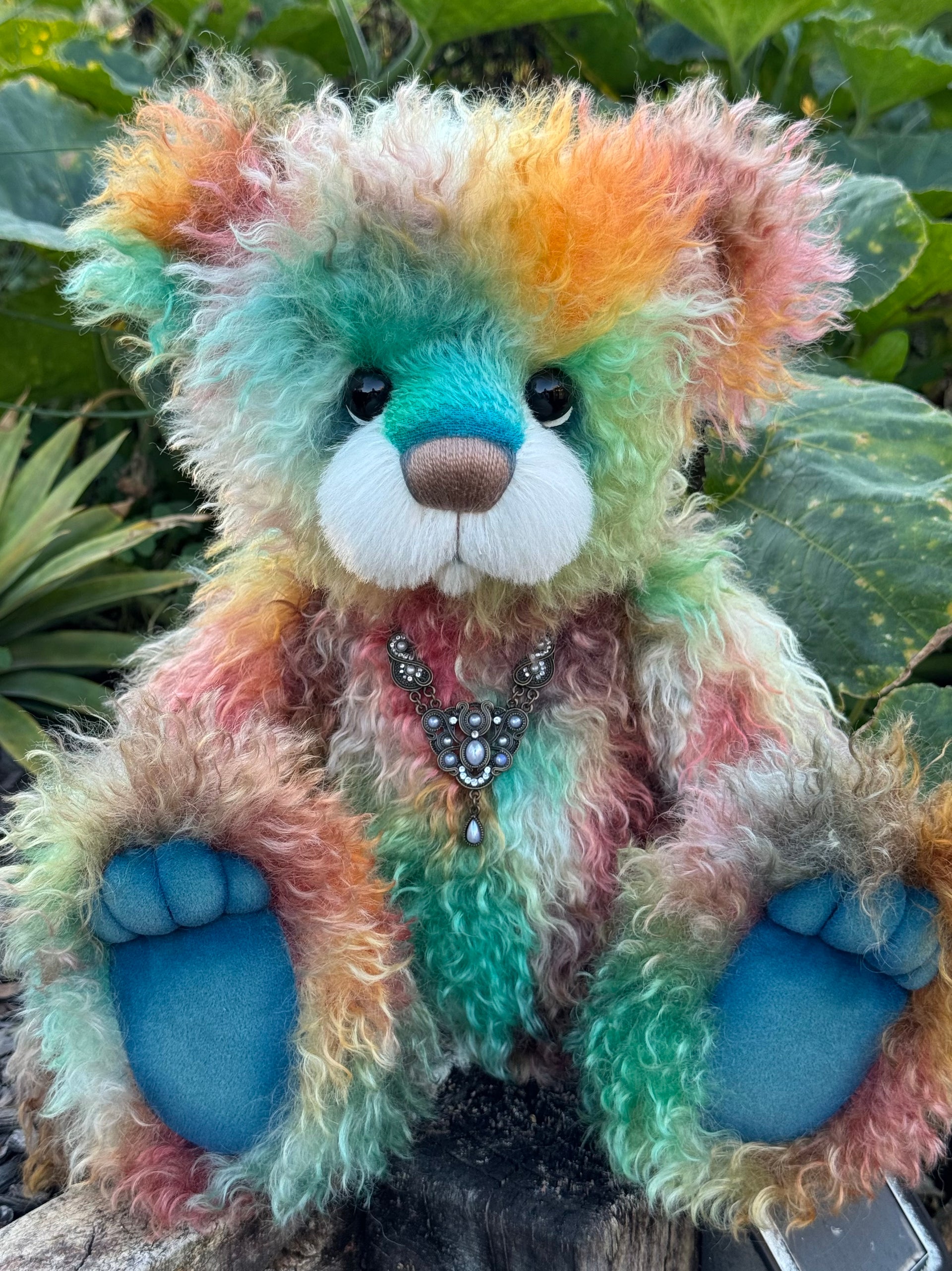 Woodcliffe - 16" hand dyed curlylocks mohair bear by Emmas Bears - OOAK