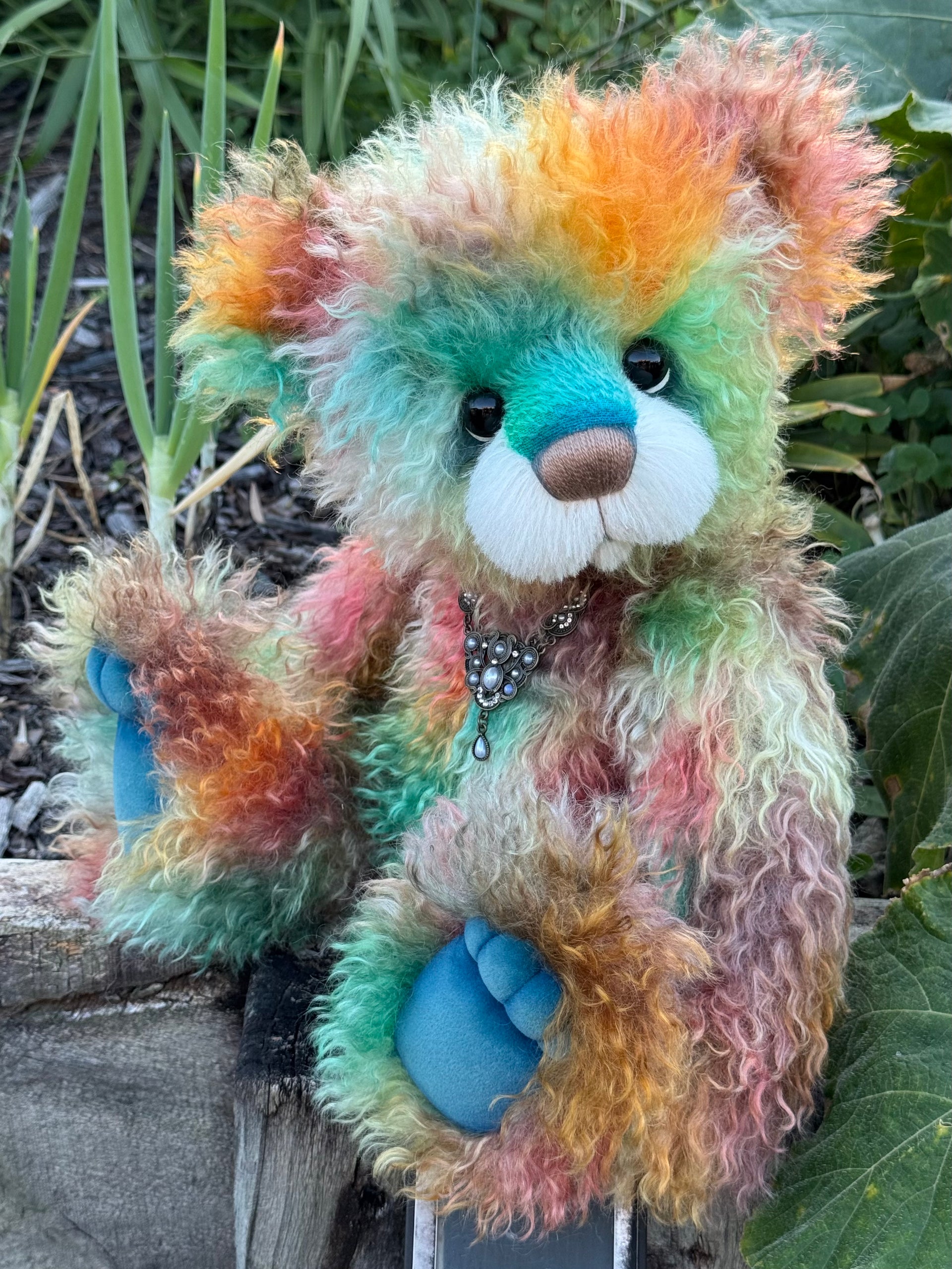 Woodcliffe - 16" hand dyed curlylocks mohair bear by Emmas Bears - OOAK