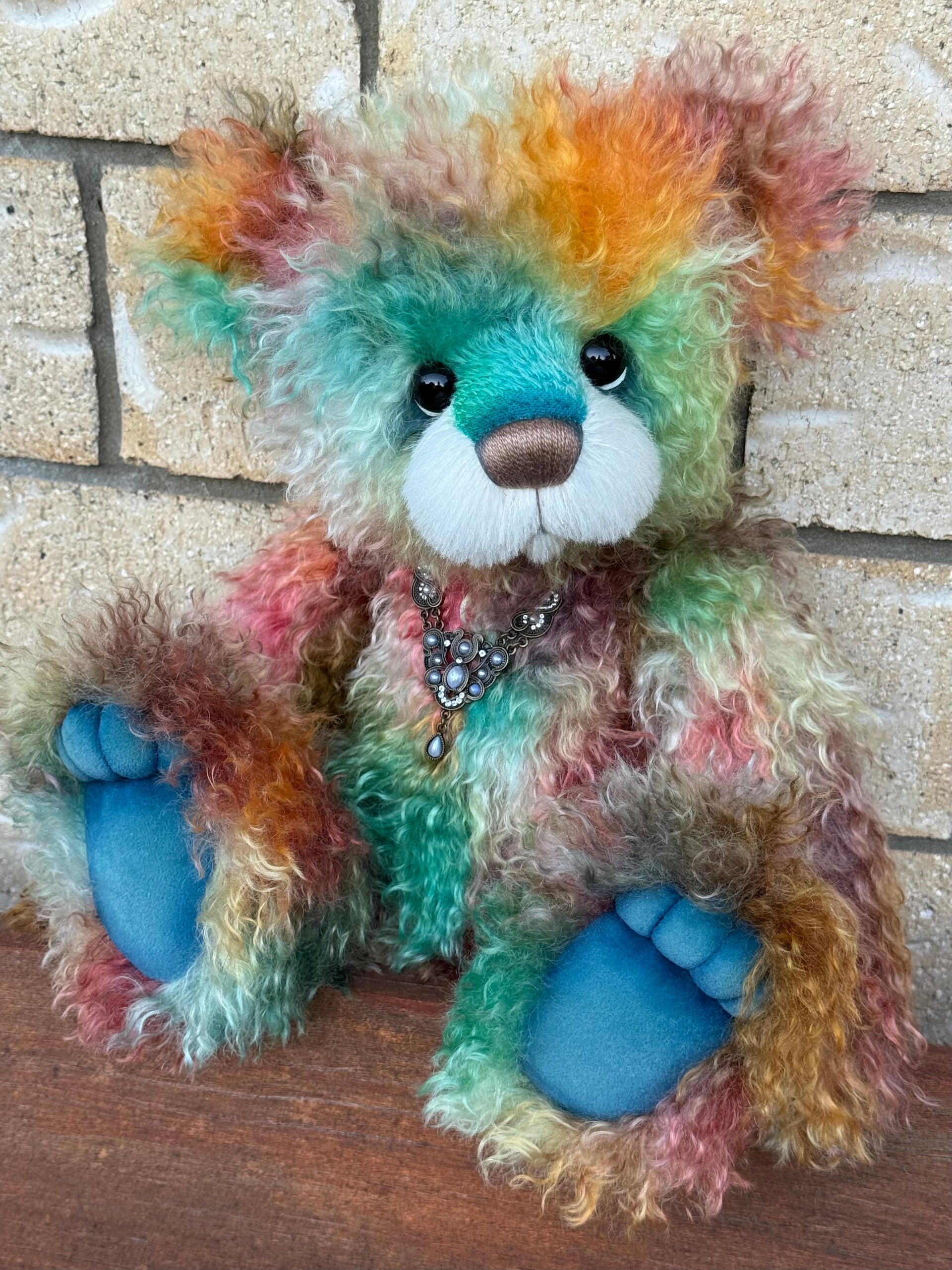 Woodcliffe - 16" hand dyed curlylocks mohair bear by Emmas Bears - OOAK