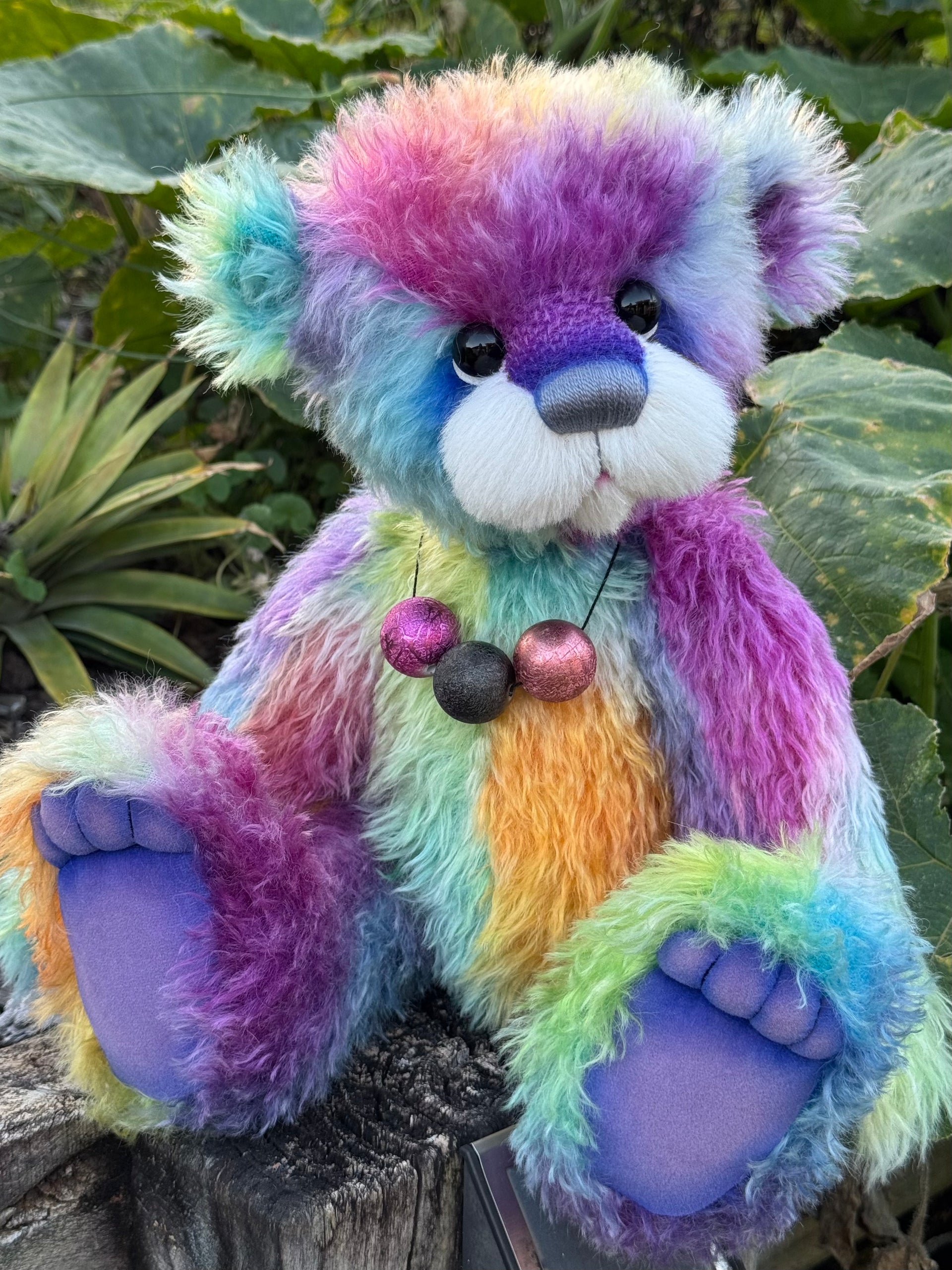 Pepperfleck - 16" hand dyed mohair bear by Emmas Bears - OOAK