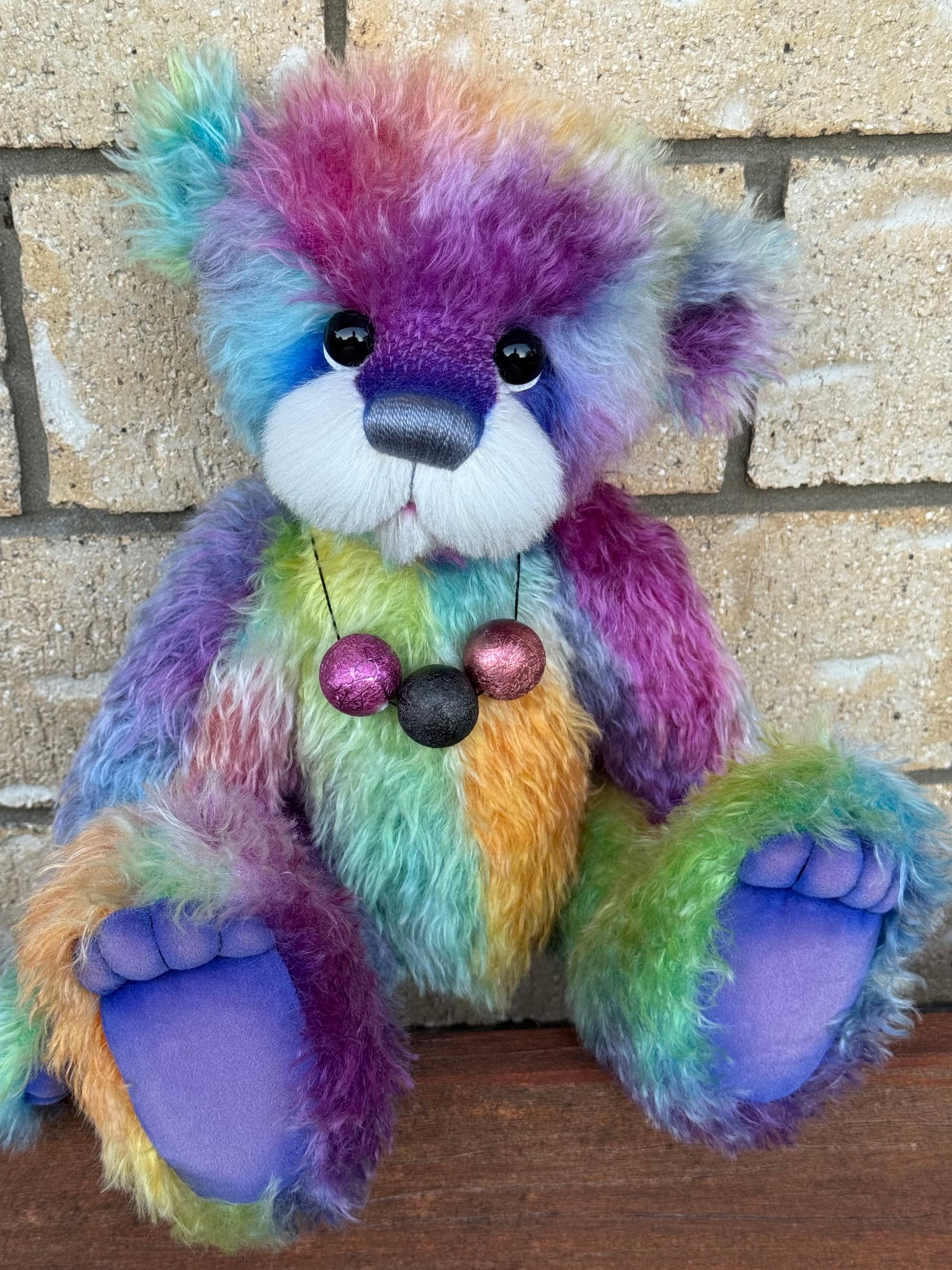 Pepperfleck - 16" hand dyed mohair bear by Emmas Bears - OOAK