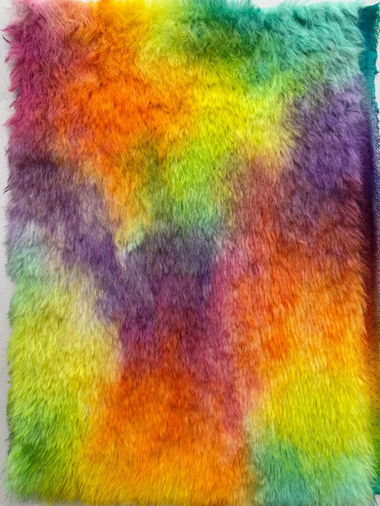 Long Alpaca - Hand Dyed Rainbow Swirl - Fat 1/8m - DEC006