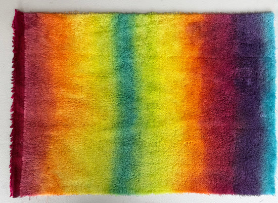 10mm Alpaca  - Hand Dyed Rainbow Stripes - Fat 1/4m  - DEC064