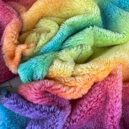 10mm Alpaca  - Hand Dyed Rainbow Stripes - Fat 1/4m  - DEC064