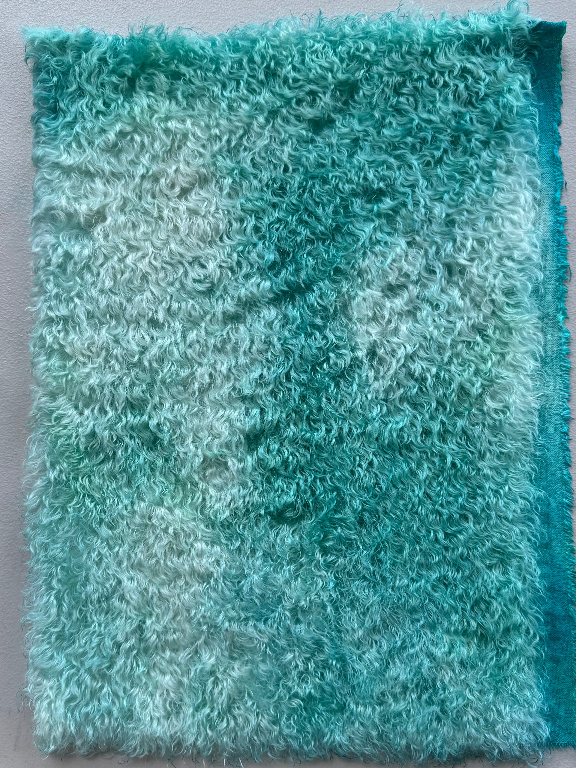 Curly Kid Mohair - Hand Dyed Turquoise Wave Batik - Fat 1/8m - DEC104