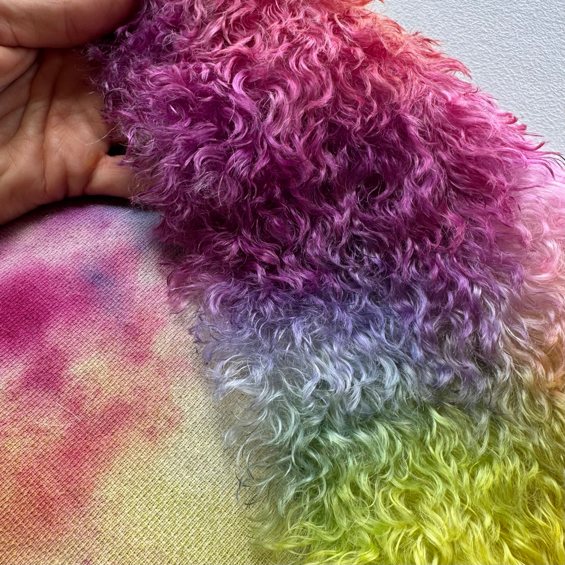 Curly Kid Mohair - Hand Dyed Rainbow Cloud - Fat 1/8m - DEC105