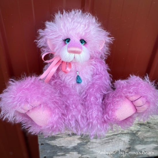 Ambrose - 13" Hand-Dyed Curlylocks Mohair Bear by Emma's Bears - OOAK