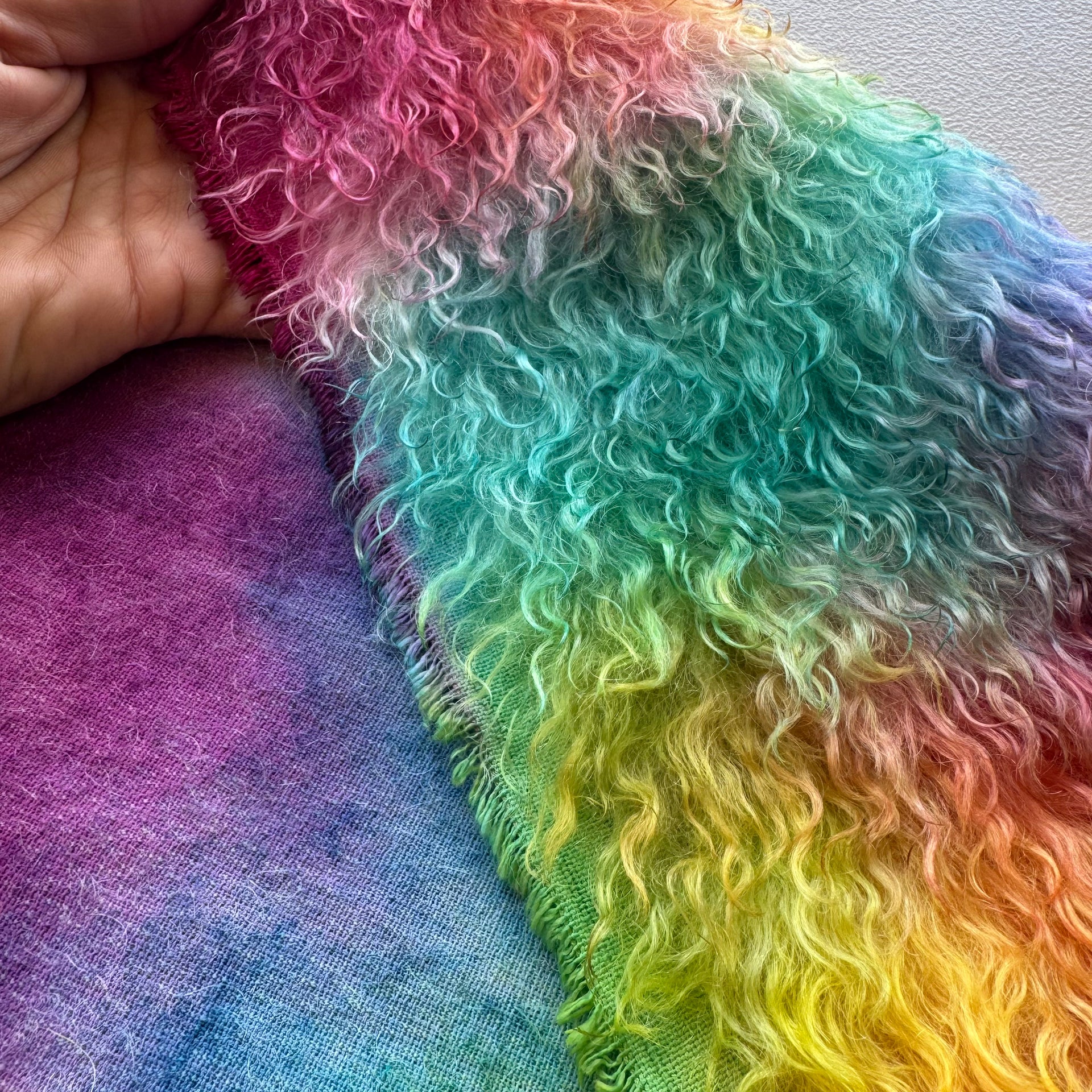 Curlylocks Mohair - Hand Dyed Bright Rainbow - Fat 1/8m - DEC147