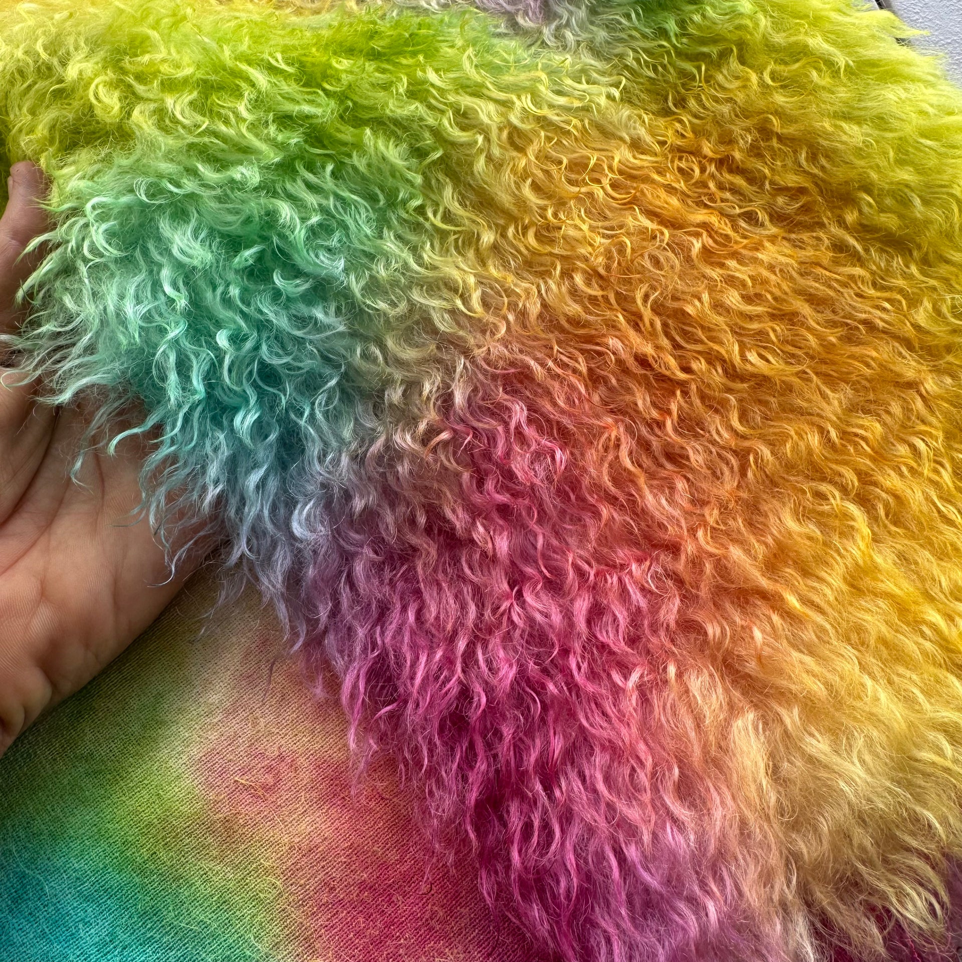 Curlylocks Mohair - Hand Dyed Happy Rainbow - Fat 1/4m - DEC153