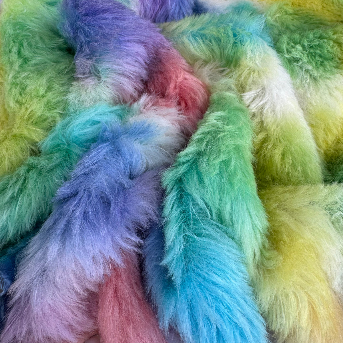 Long Alpaca - Hand Dyed Rainbow Clouds - Fat 1/4m - SEP004