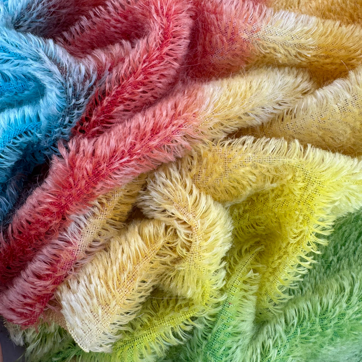 Short 9mm String Mohair - Hand Dyed Diagonal Rainbow - Fat 1/8m - SEP022
