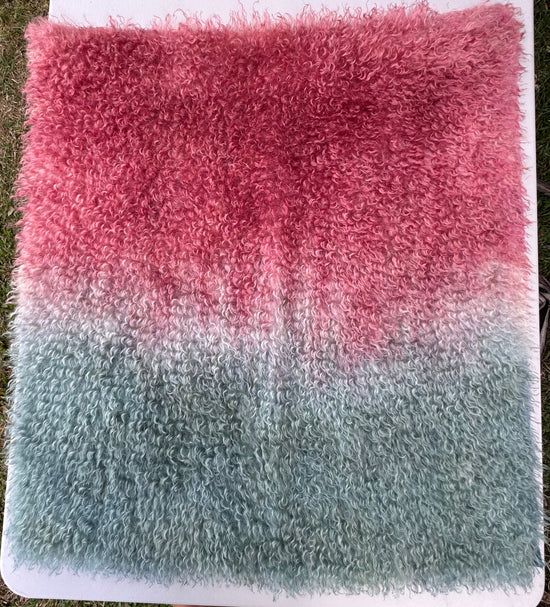 Curlylocks Mohair - Hand Dyed Ruby Ocean - Oversized Fat 1/4m - SEP084