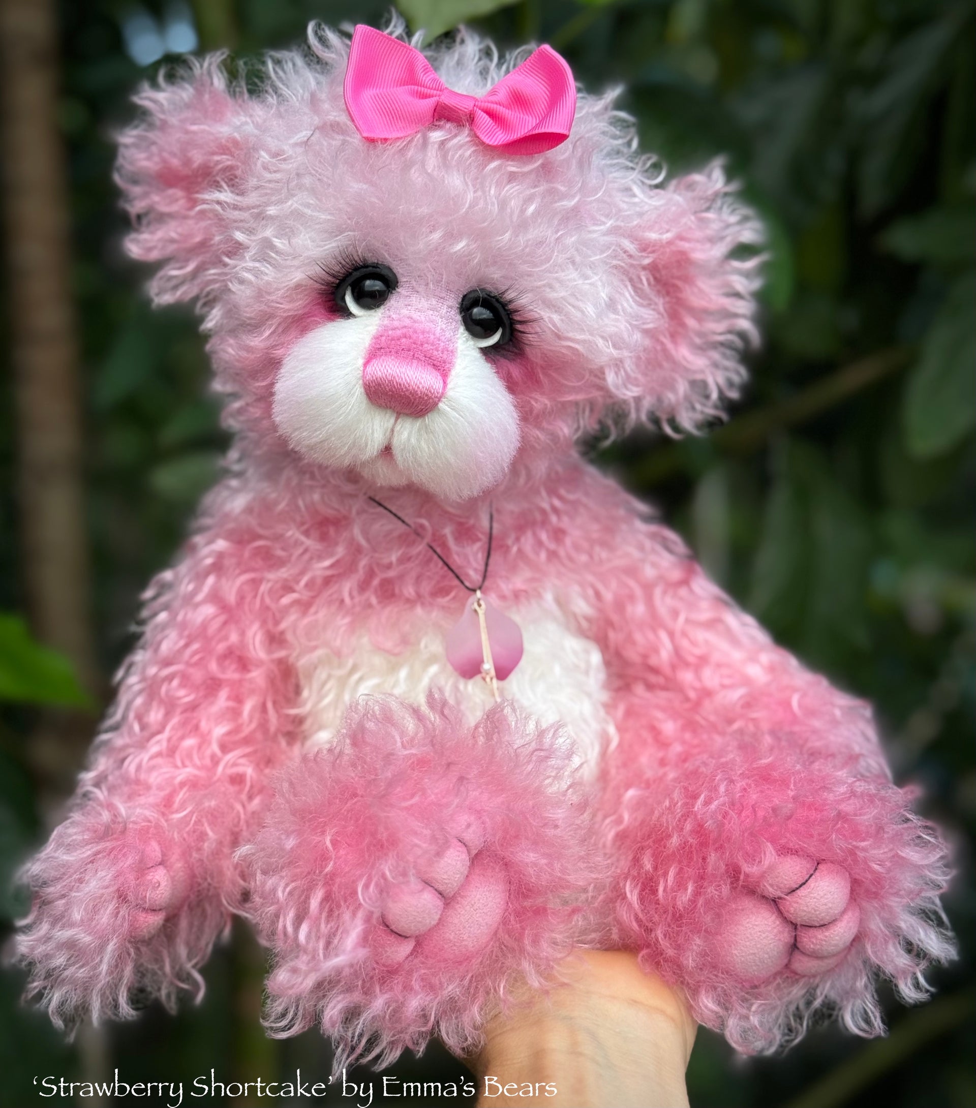 Strawberry Shortcake - 15" Hand-dyed curlylocks mohair Artist Bear by Emma's Bears - OOAK