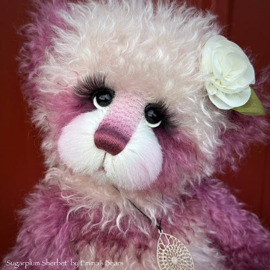 Sugarplum Sherbet - 15" Hand-dyed curlylocks mohair Artist Bear by Emma's Bears - OOAK