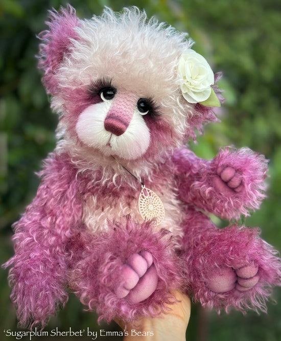 Sugarplum Sherbet - 15" Hand-dyed curlylocks mohair Artist Bear by Emma's Bears - OOAK