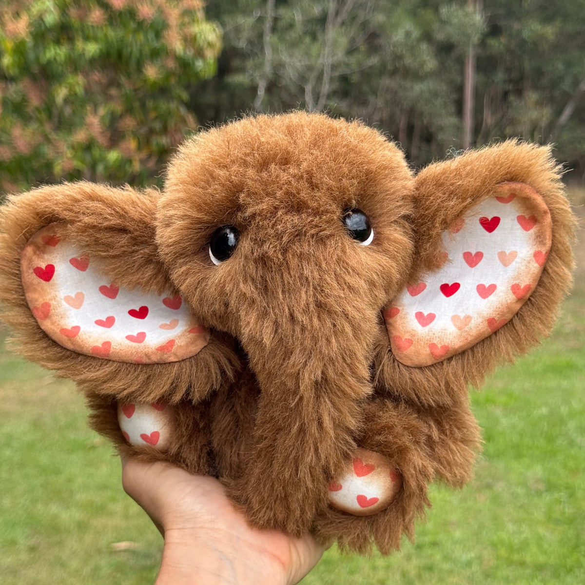 Amore Elephant - 10" chestnut alpaca artist creation by Emmas Bears - OOAK