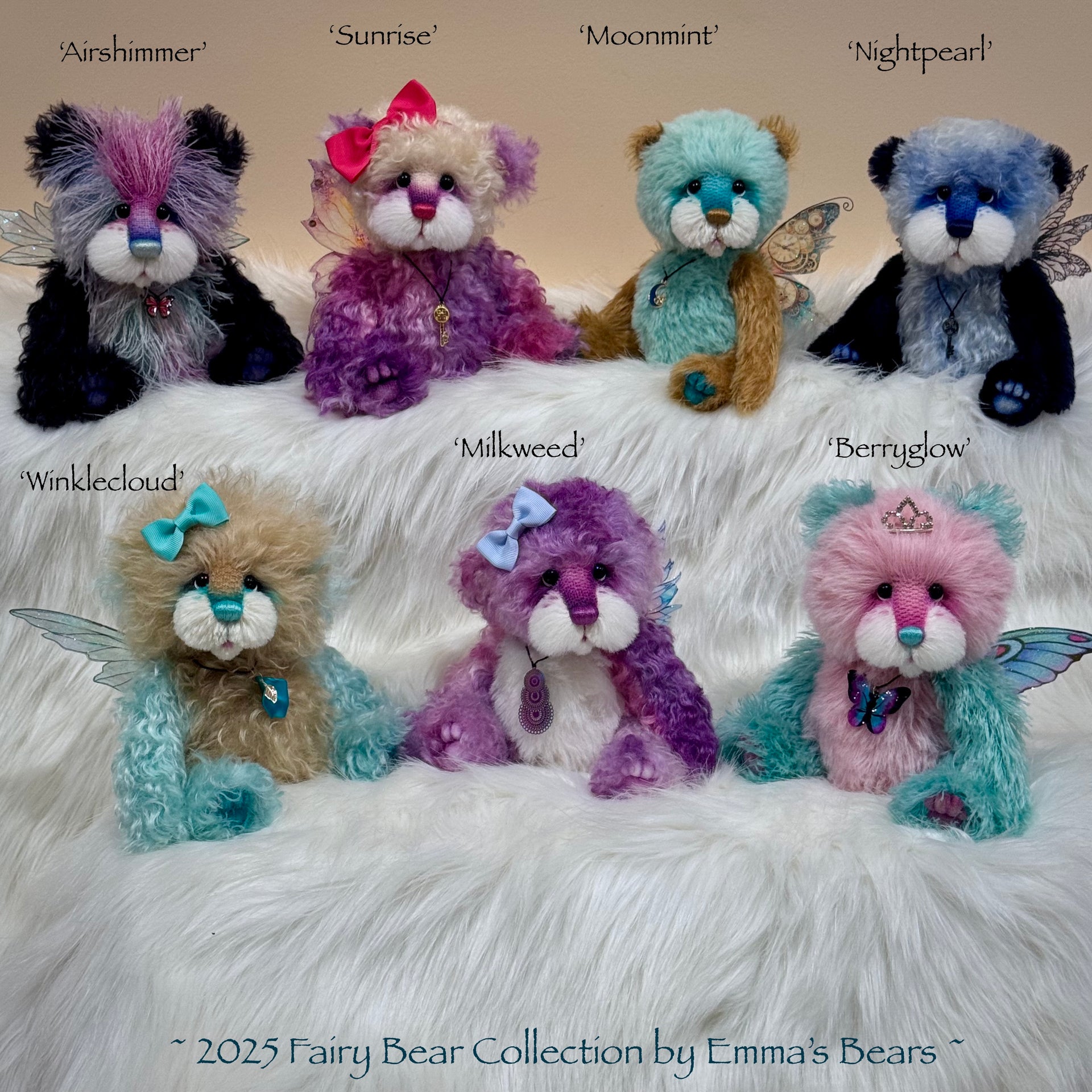 Airshimmer - 9" Hand-dyed Mohair Artist Fairy Bear by Emma's Bears - OOAK