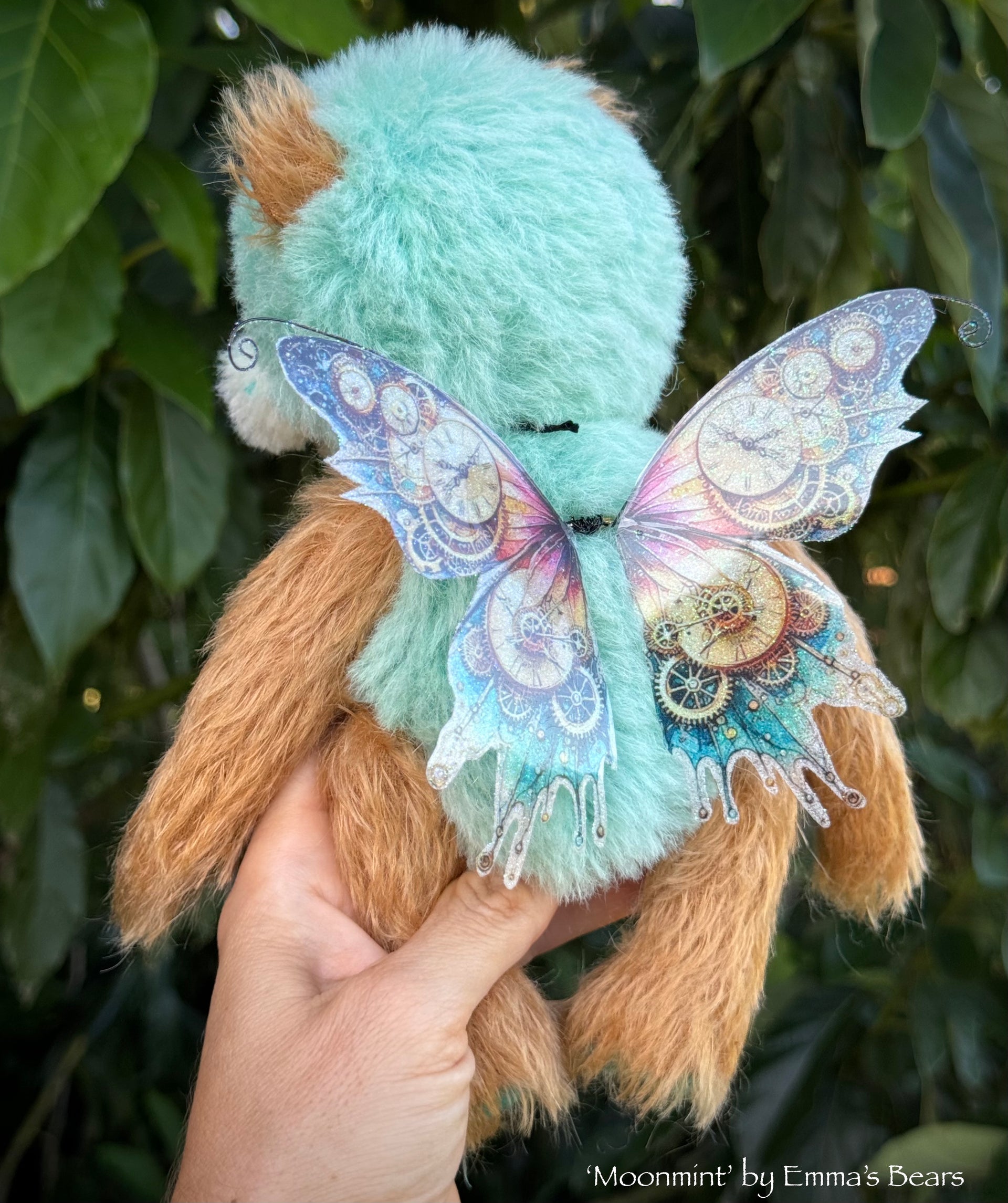 Moonmint - 9" Hand-dyed Mohair Artist Fairy Bear by Emma's Bears - OOAK