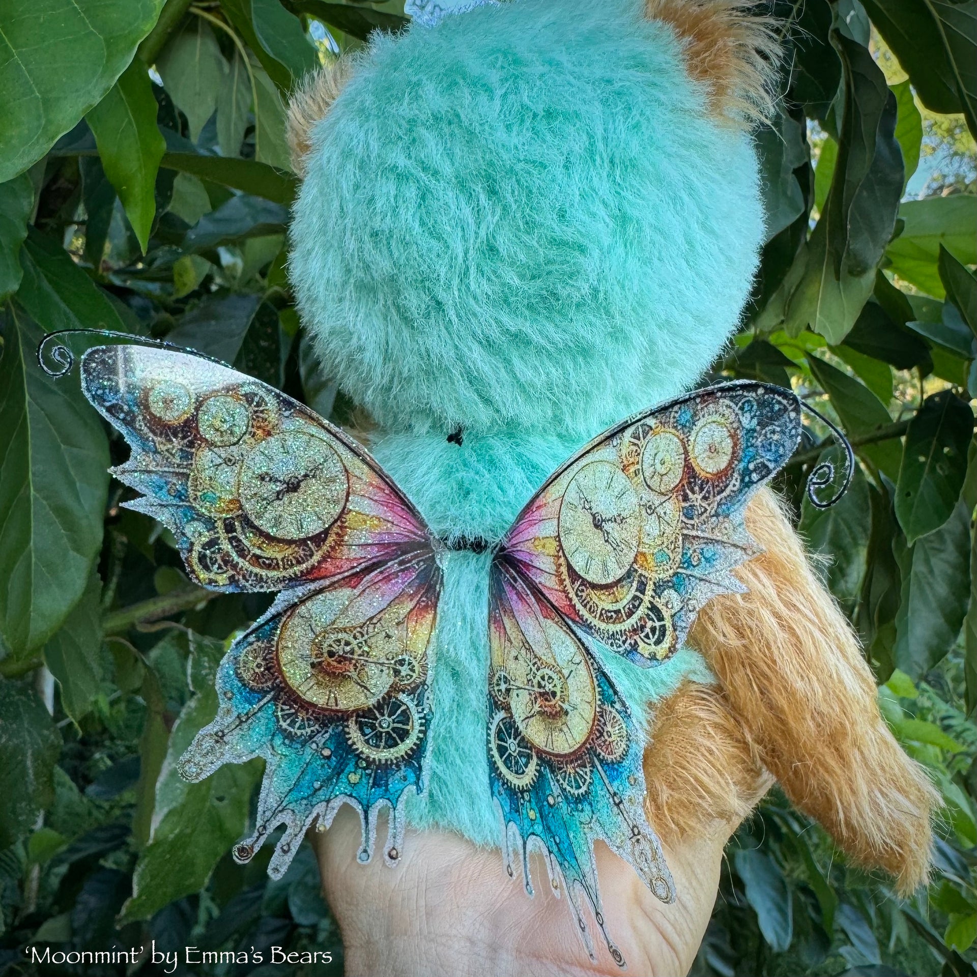 Moonmint - 9" Hand-dyed Mohair Artist Fairy Bear by Emma's Bears - OOAK