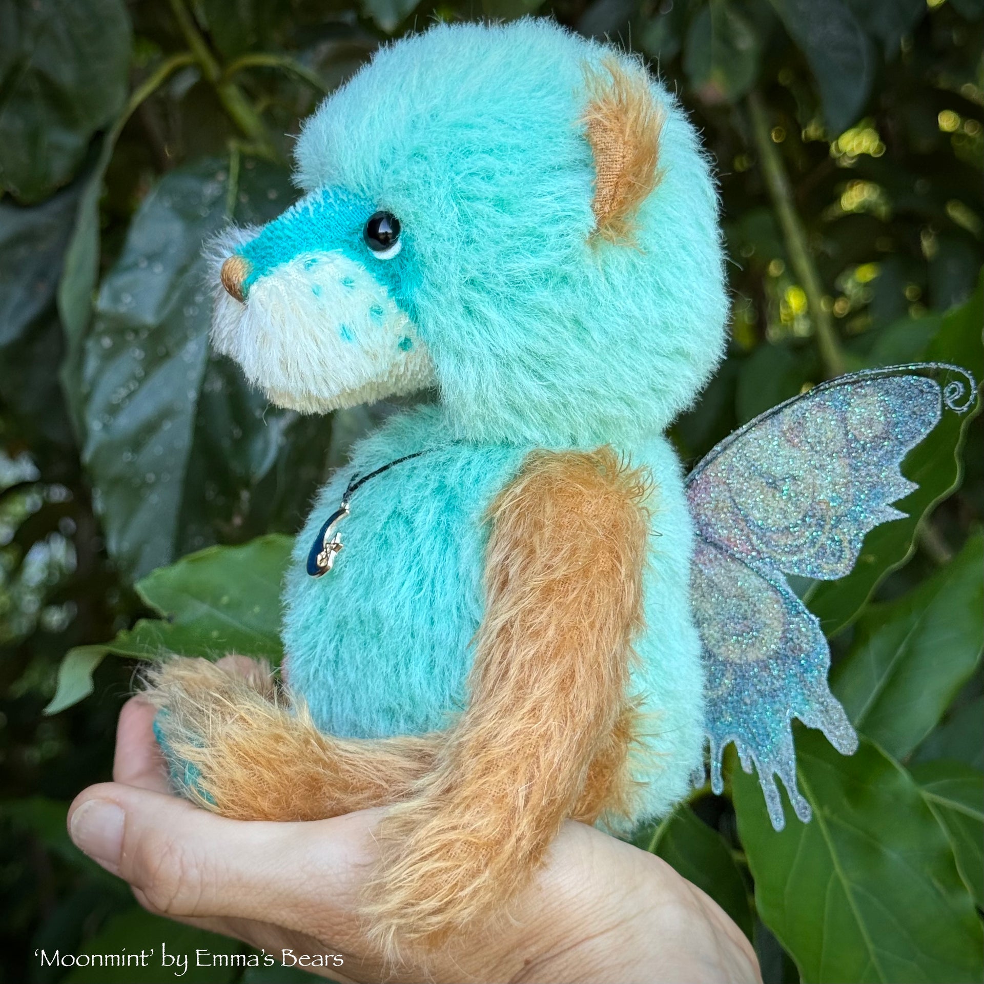 Moonmint - 9" Hand-dyed Mohair Artist Fairy Bear by Emma's Bears - OOAK