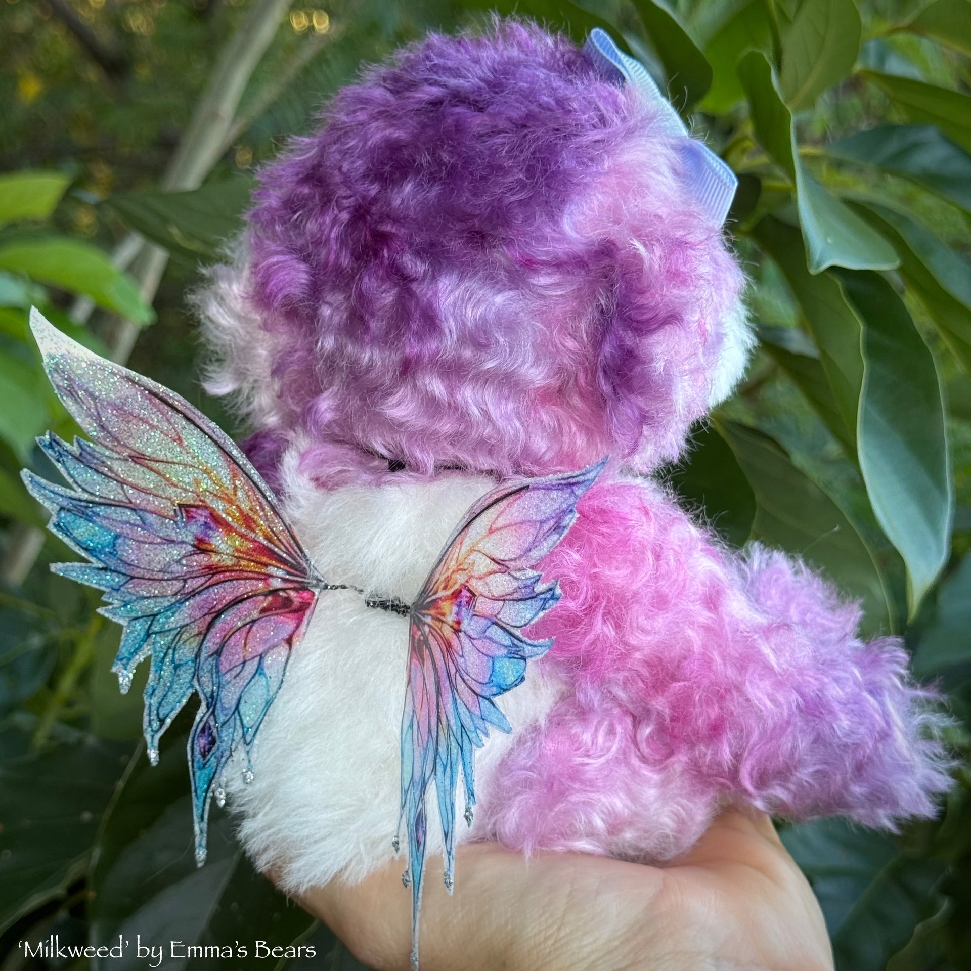 Milkweed - 9" Hand-dyed Mohair Artist Fairy Bear by Emma's Bears - OOAK