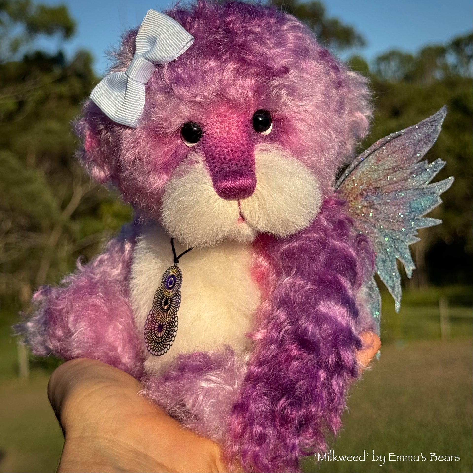 Milkweed - 9" Hand-dyed Mohair Artist Fairy Bear by Emma's Bears - OOAK