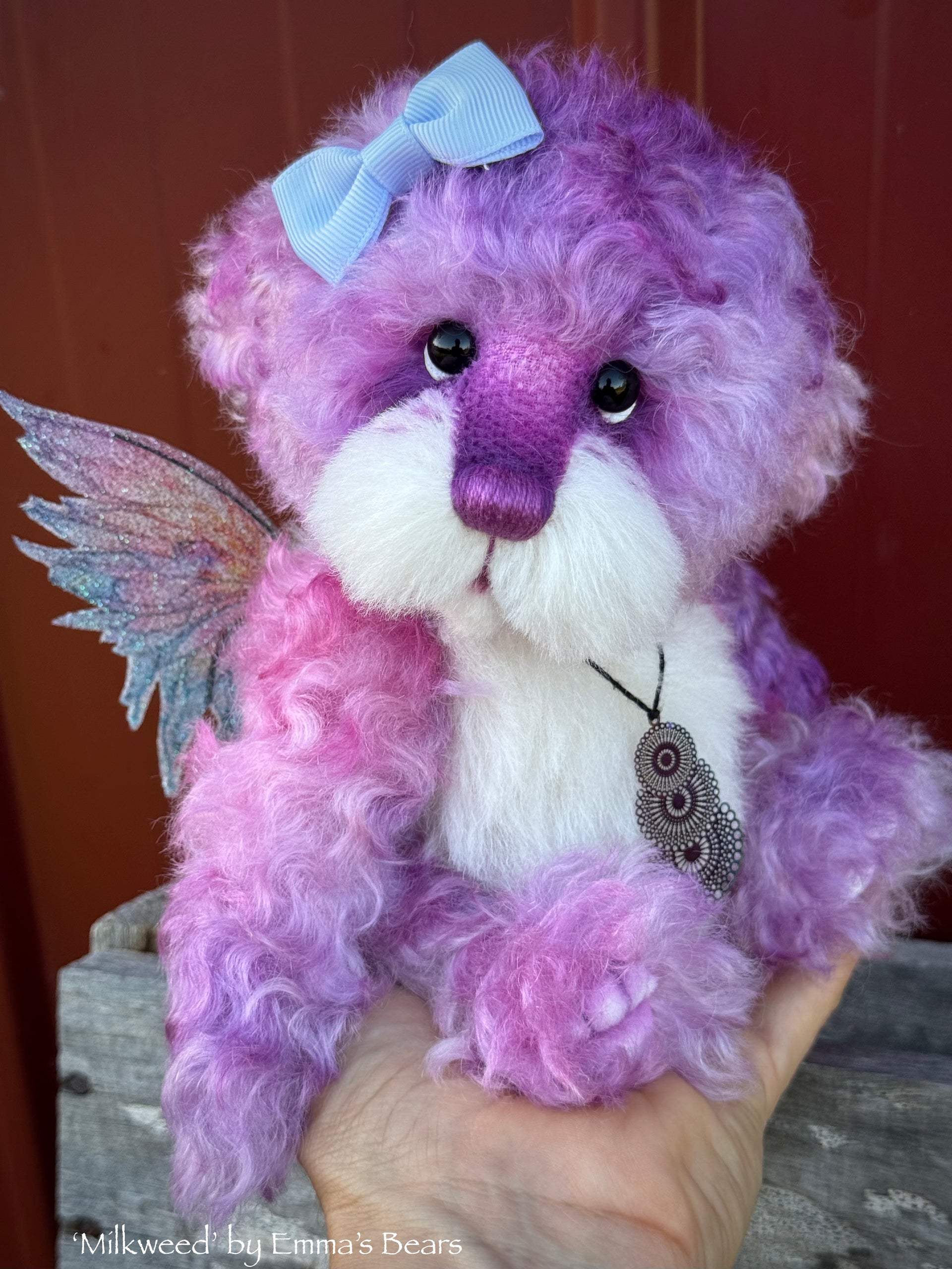 Milkweed - 9" Hand-dyed Mohair Artist Fairy Bear by Emma's Bears - OOAK