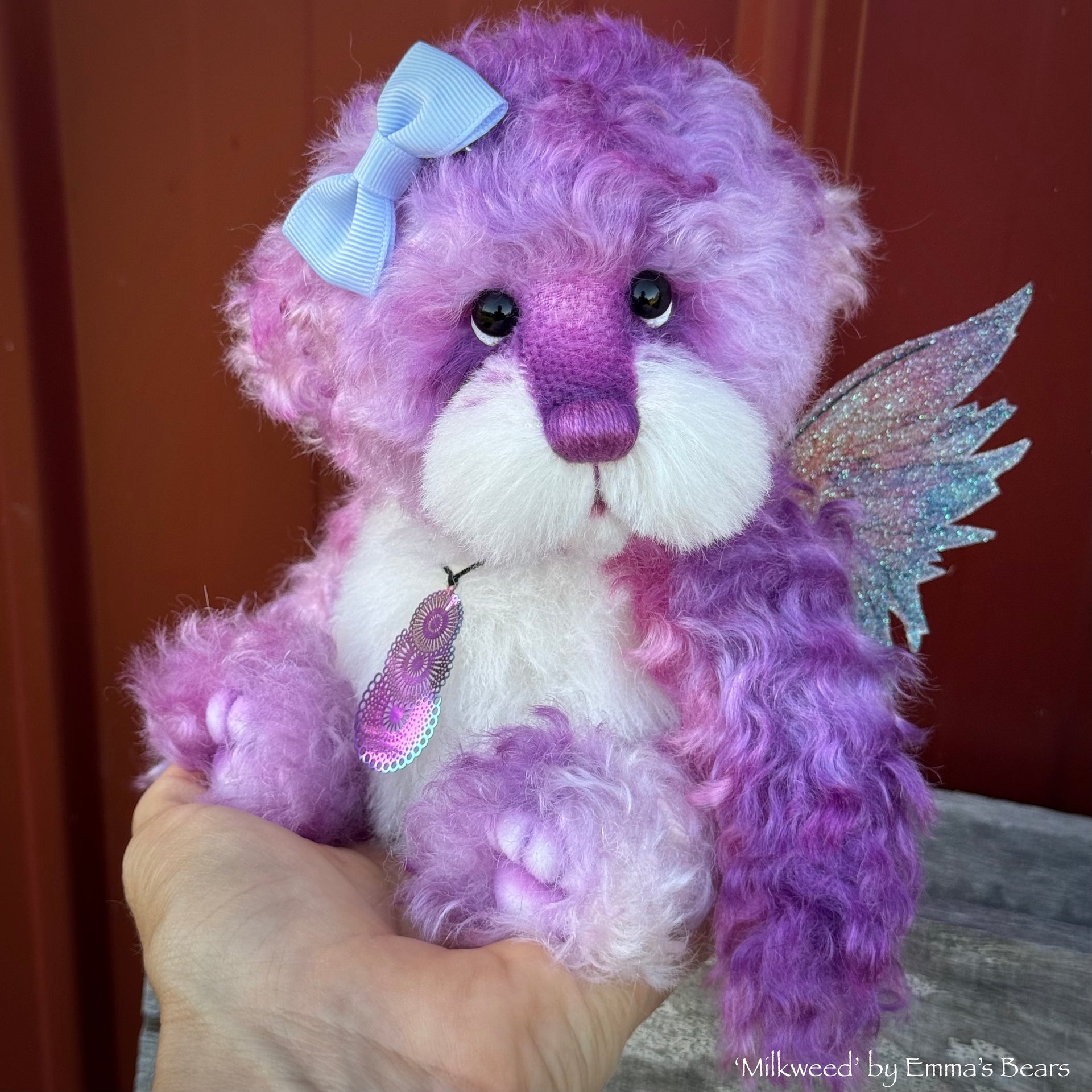 Milkweed - 9" Hand-dyed Mohair Artist Fairy Bear by Emma's Bears - OOAK