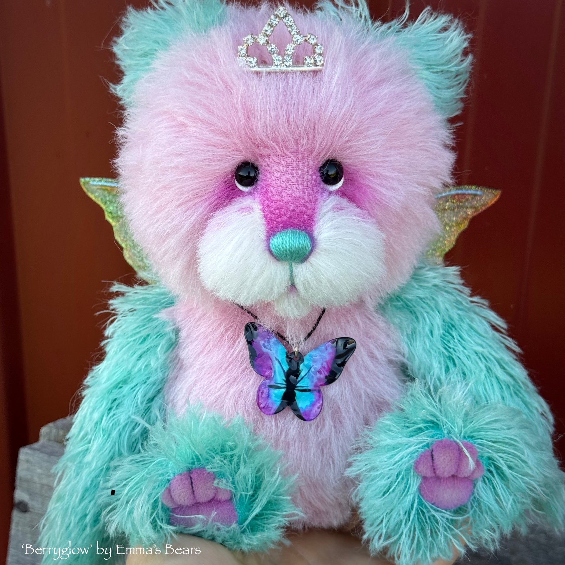 Berryglow - 9" Hand-dyed Mohair Artist Fairy Bear by Emma's Bears - OOAK