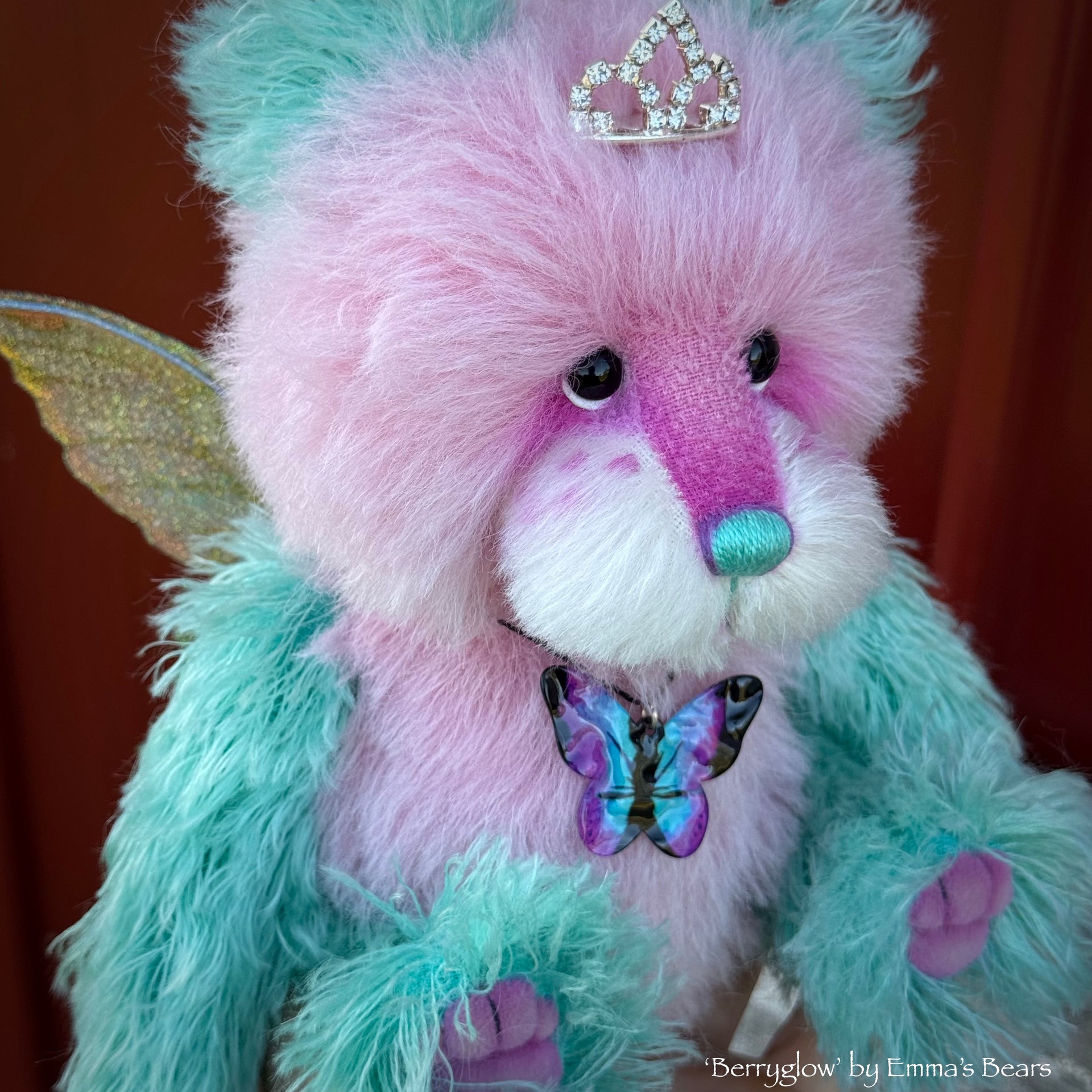 Berryglow - 9" Hand-dyed Mohair Artist Fairy Bear by Emma's Bears - OOAK