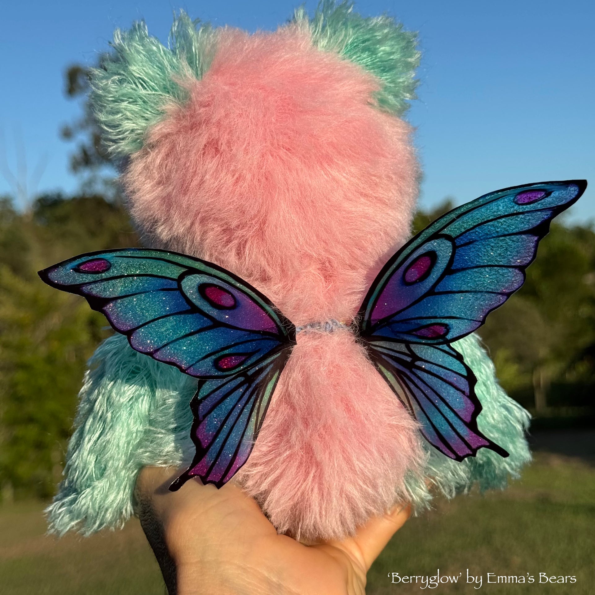 Berryglow - 9" Hand-dyed Mohair Artist Fairy Bear by Emma's Bears - OOAK