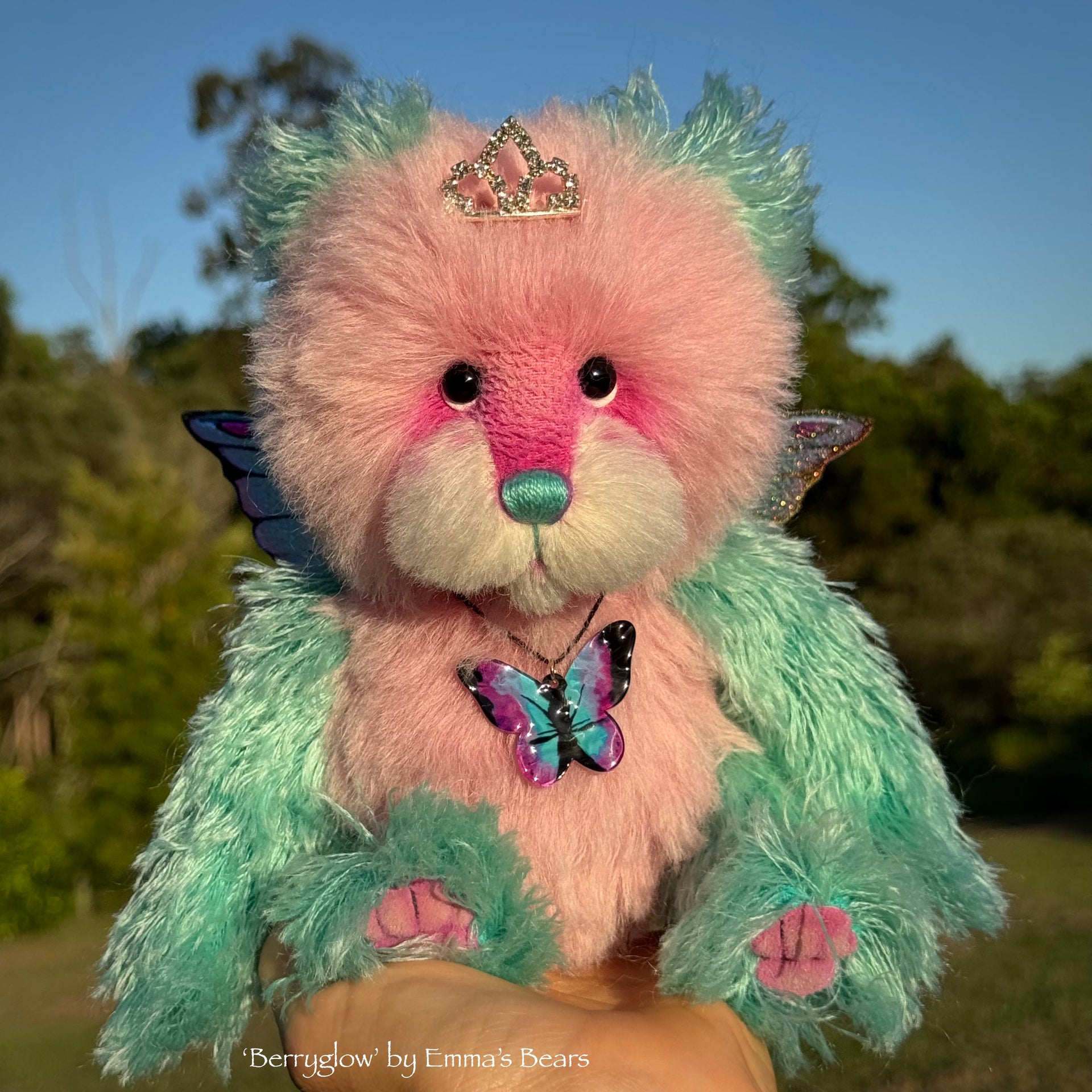 Berryglow - 9" Hand-dyed Mohair Artist Fairy Bear by Emma's Bears - OOAK