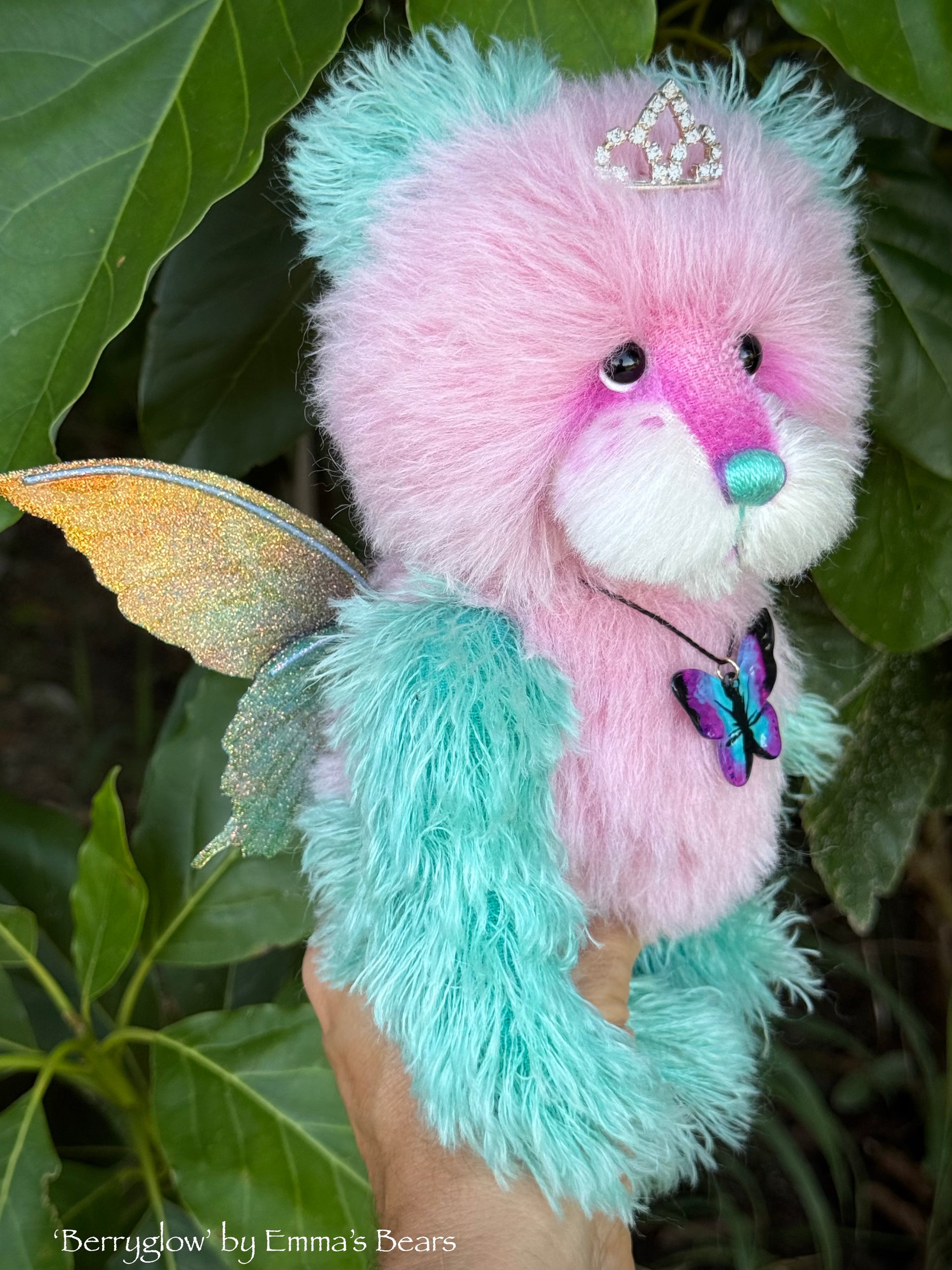 Berryglow - 9" Hand-dyed Mohair Artist Fairy Bear by Emma's Bears - OOAK