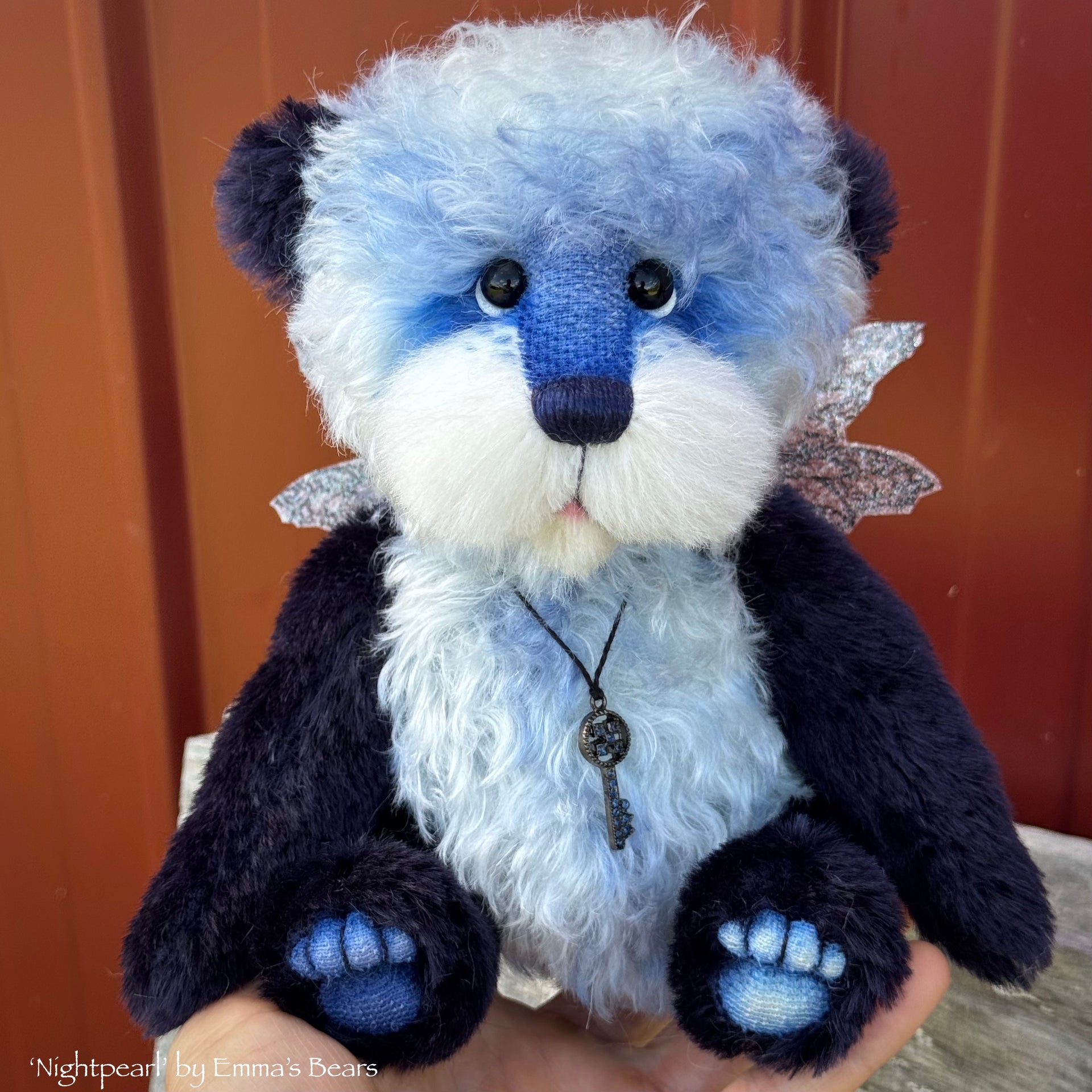 Nightpearl - 9" Hand-dyed Mohair Artist Fairy Bear by Emma's Bears - OOAK