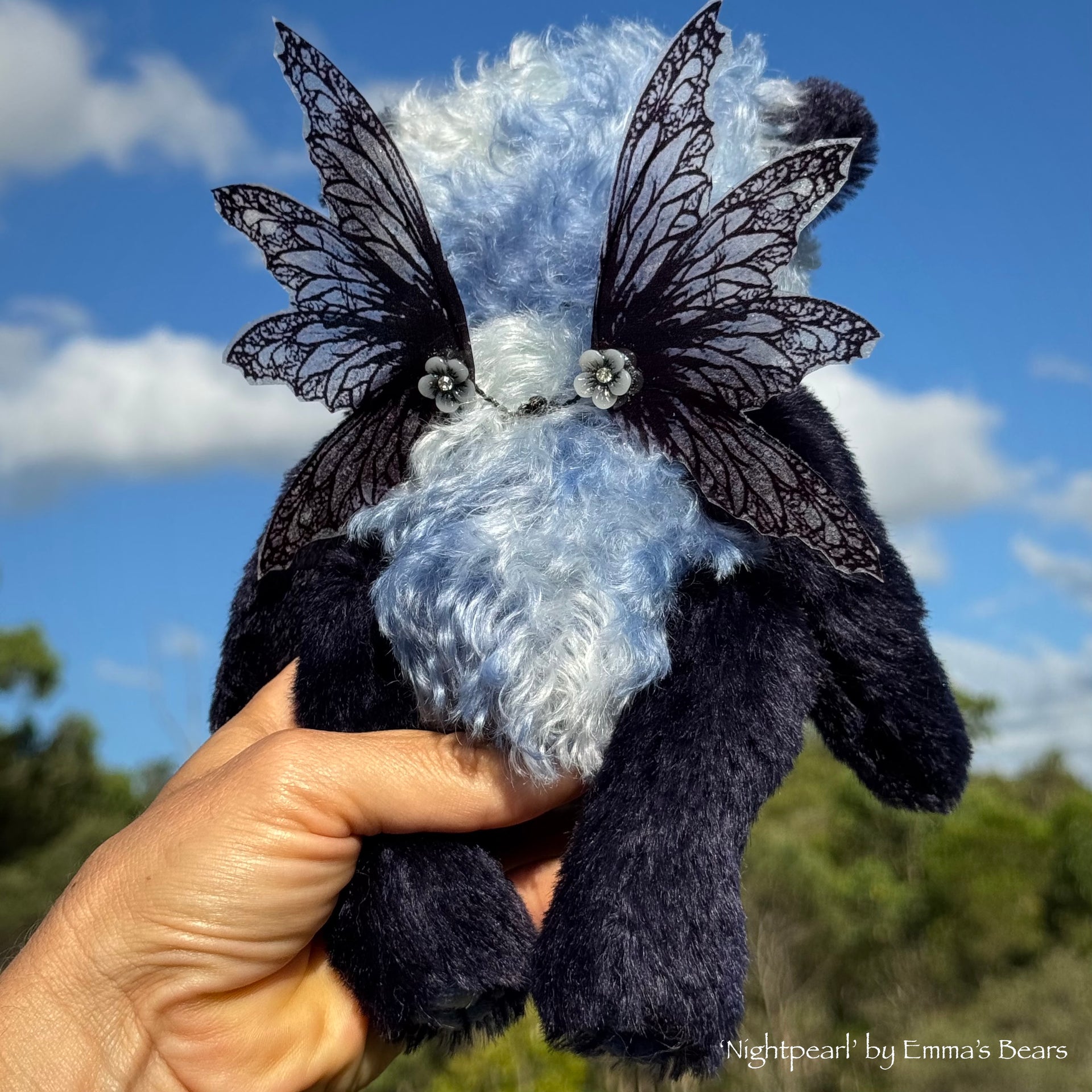 Nightpearl - 9" Hand-dyed Mohair Artist Fairy Bear by Emma's Bears - OOAK