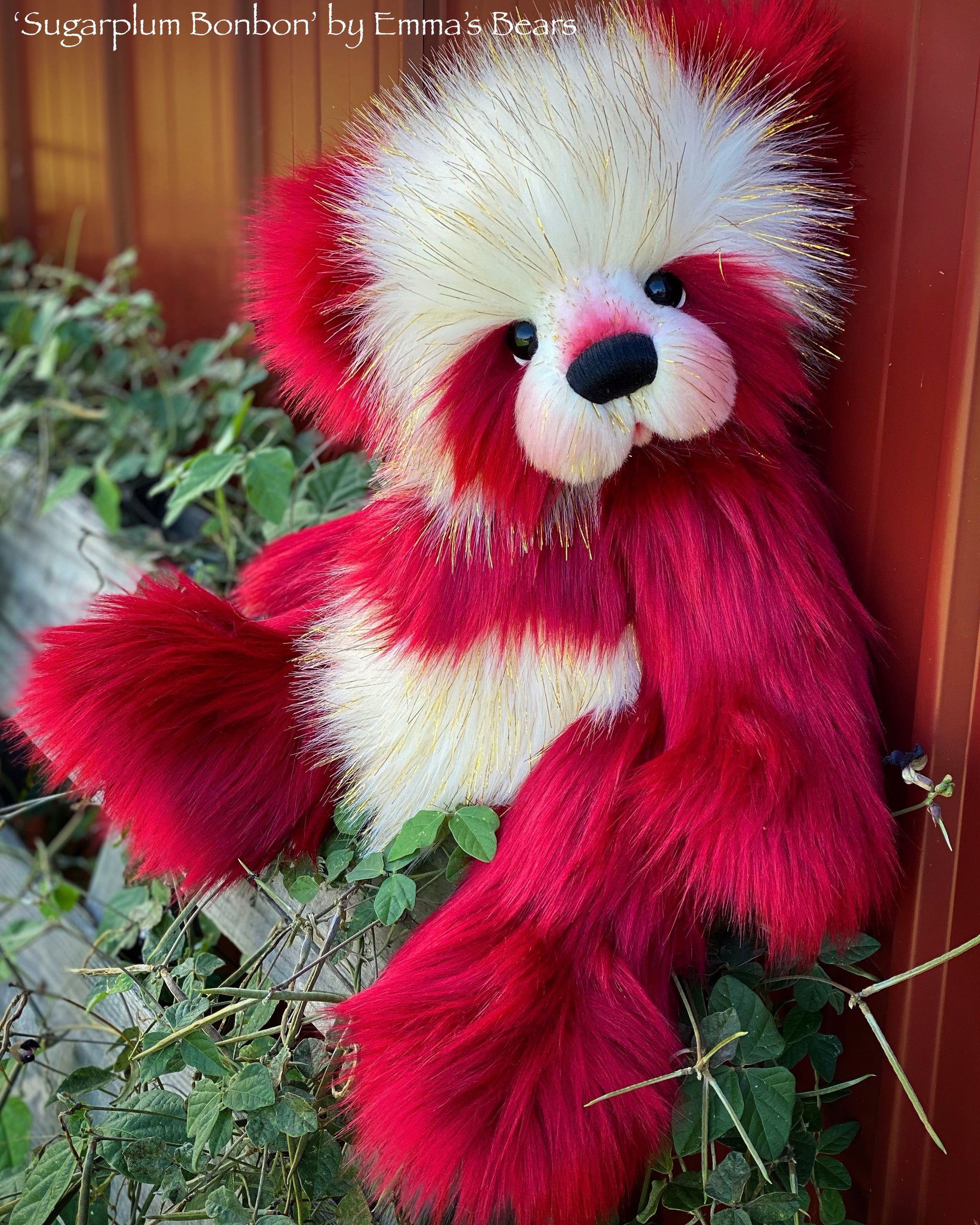 Sugarplum Bonbon - 18" Faux Fur Christmas Panda Bear by Emma's Bears - OOAK