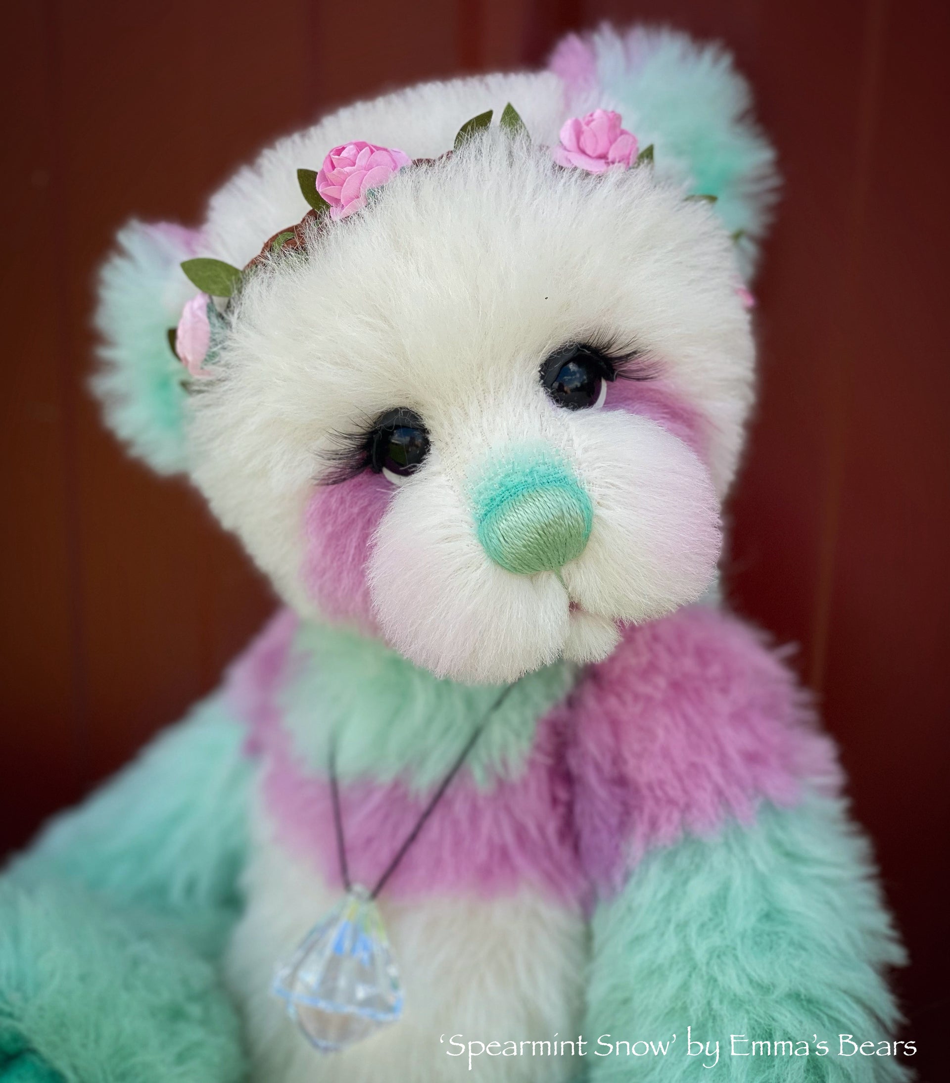 Spearmint Snow - 15" hand dyed alpaca artist bear by Emma's Bears - OOAK