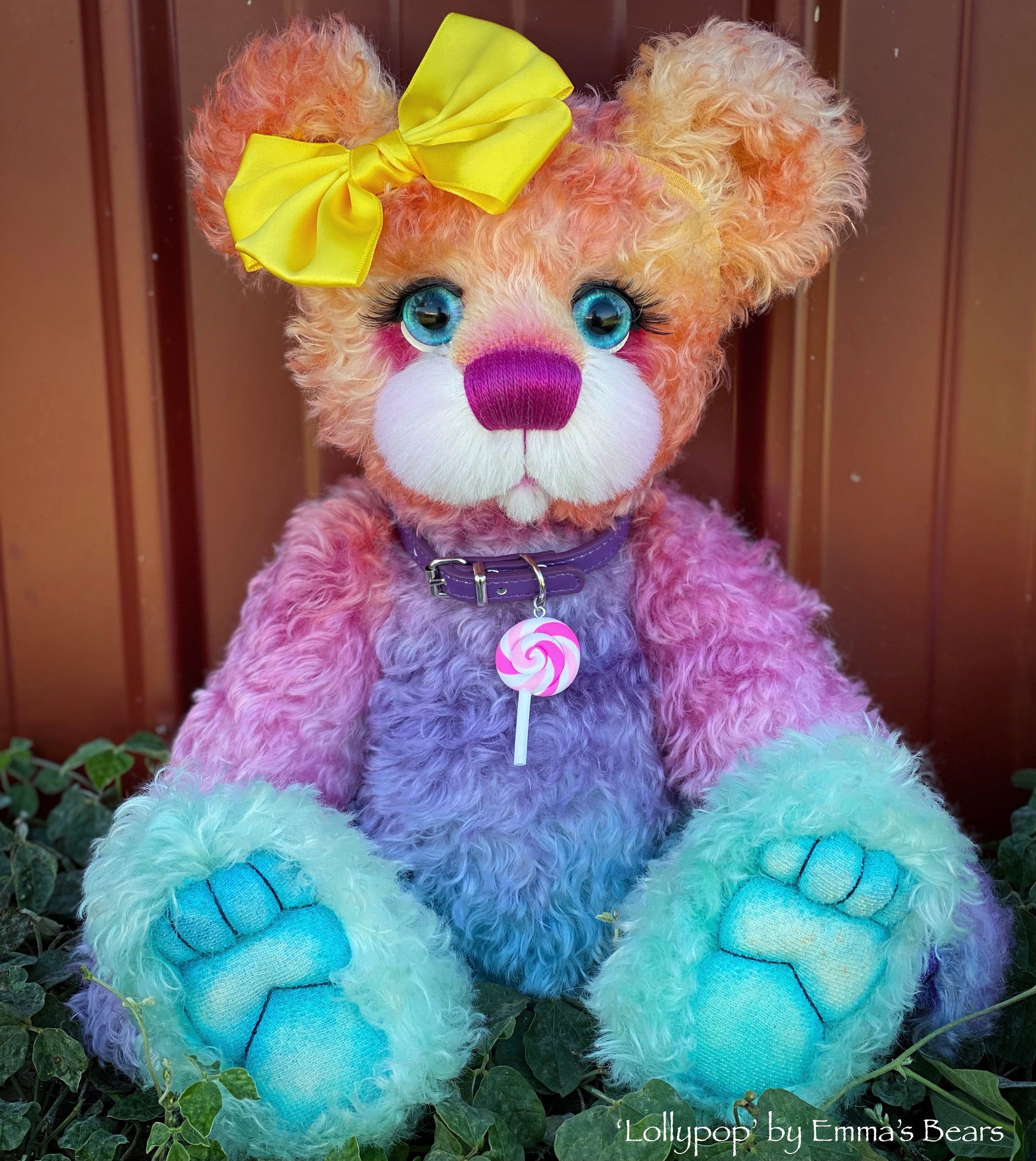 Lollypop - 16" Hand-dyed curly kid mohair Artist Bear by Emmas Bears - OOAK