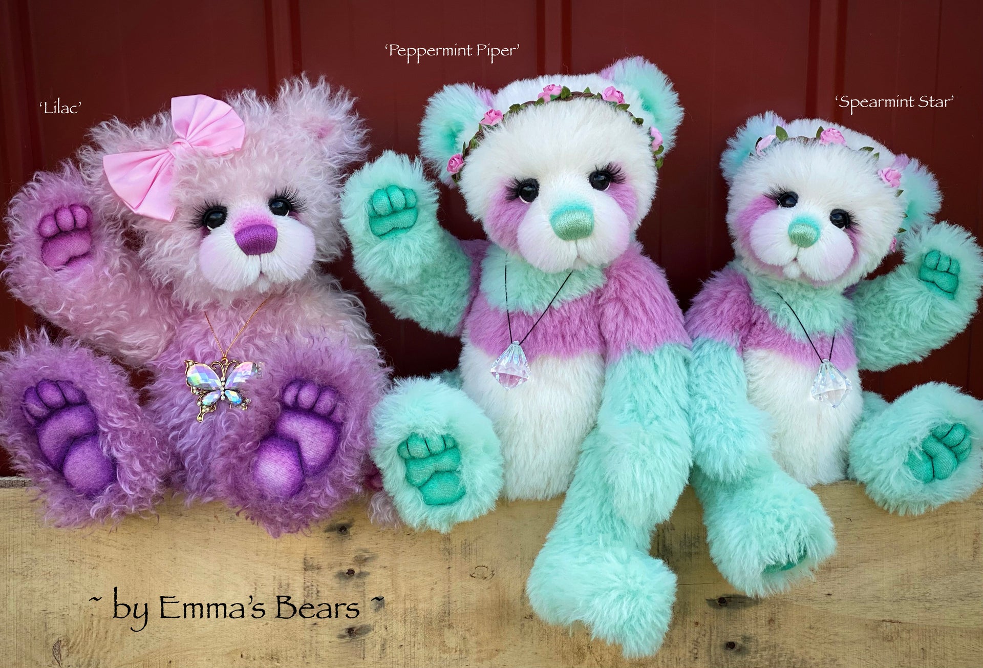 Lilac - 16" Hand-dyed curlylocks mohair Artist Bear by Emmas Bears - OOAK