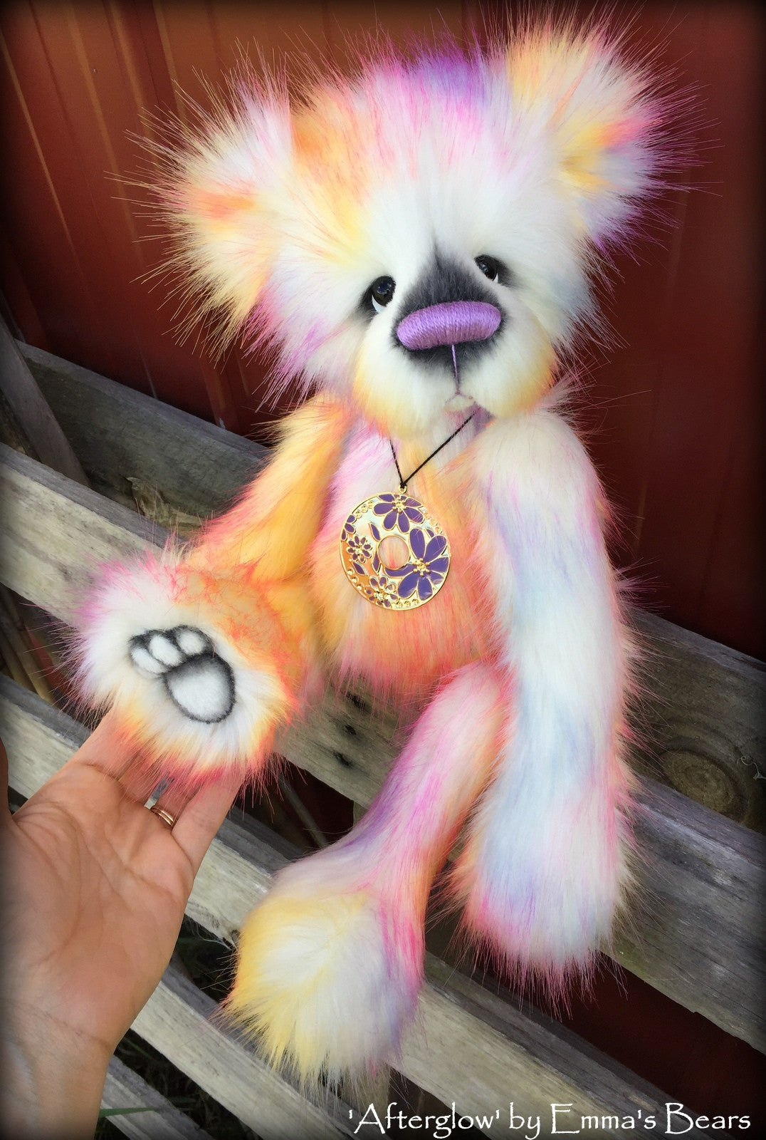 Afterglow - 17" skinny faux fur bear by Emmas Bears - OOAK