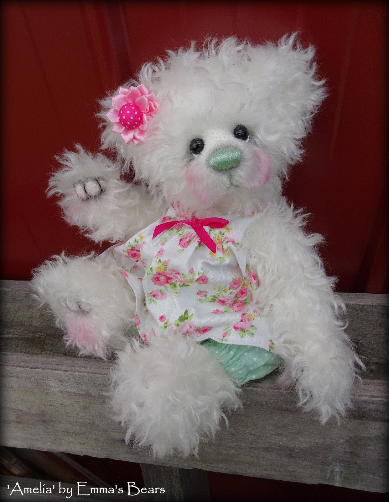 Amelia - 12" curly kid mohair artist bear by Emma's Bears  - OOAK