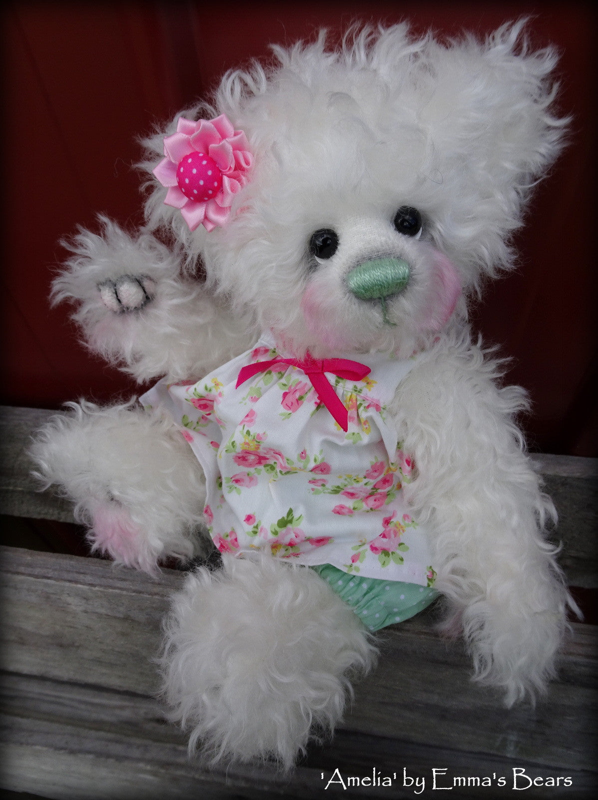 Amelia - 12" curly kid mohair artist bear by Emma's Bears  - OOAK