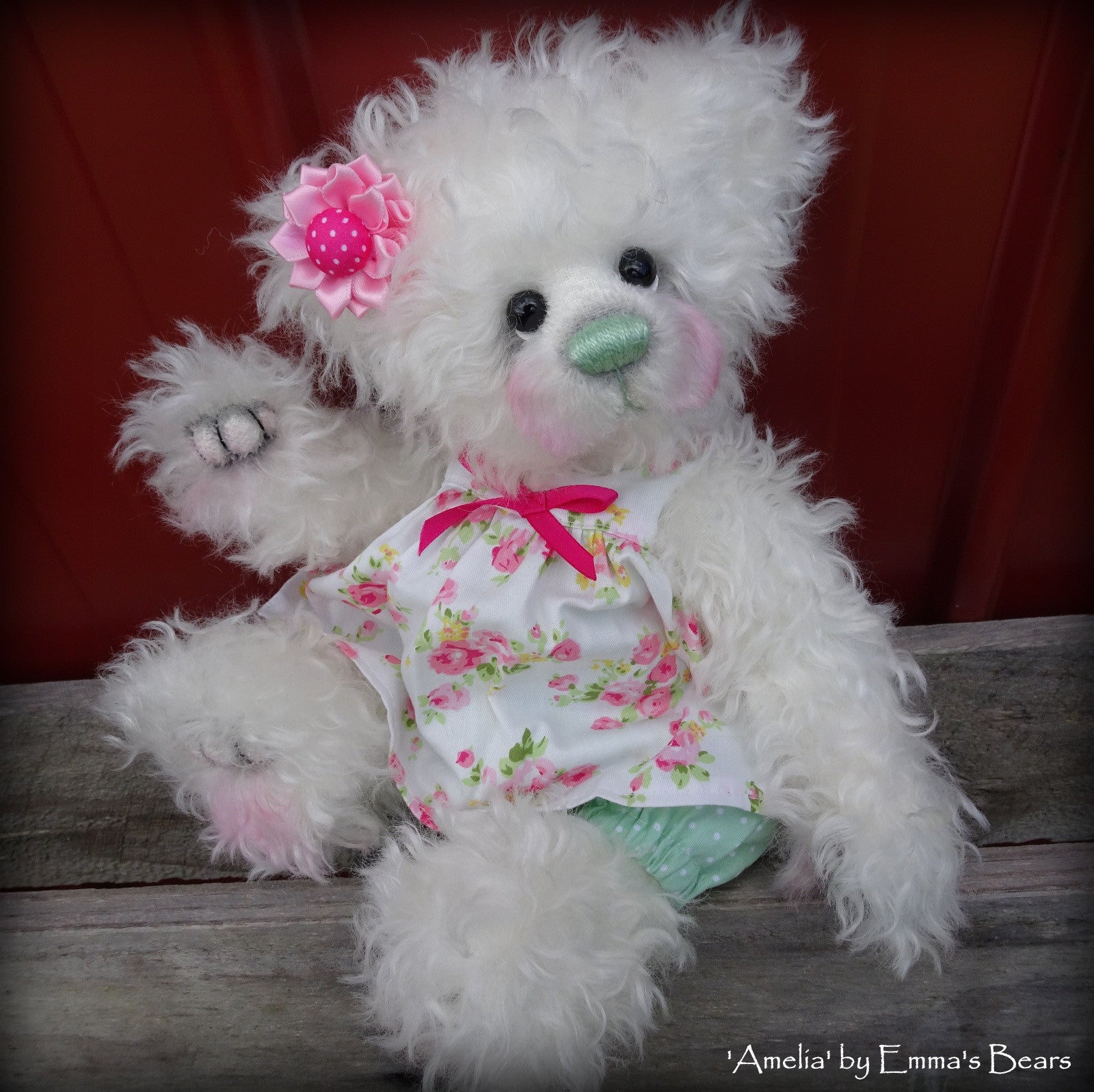 Amelia - 12" curly kid mohair artist bear by Emma's Bears  - OOAK