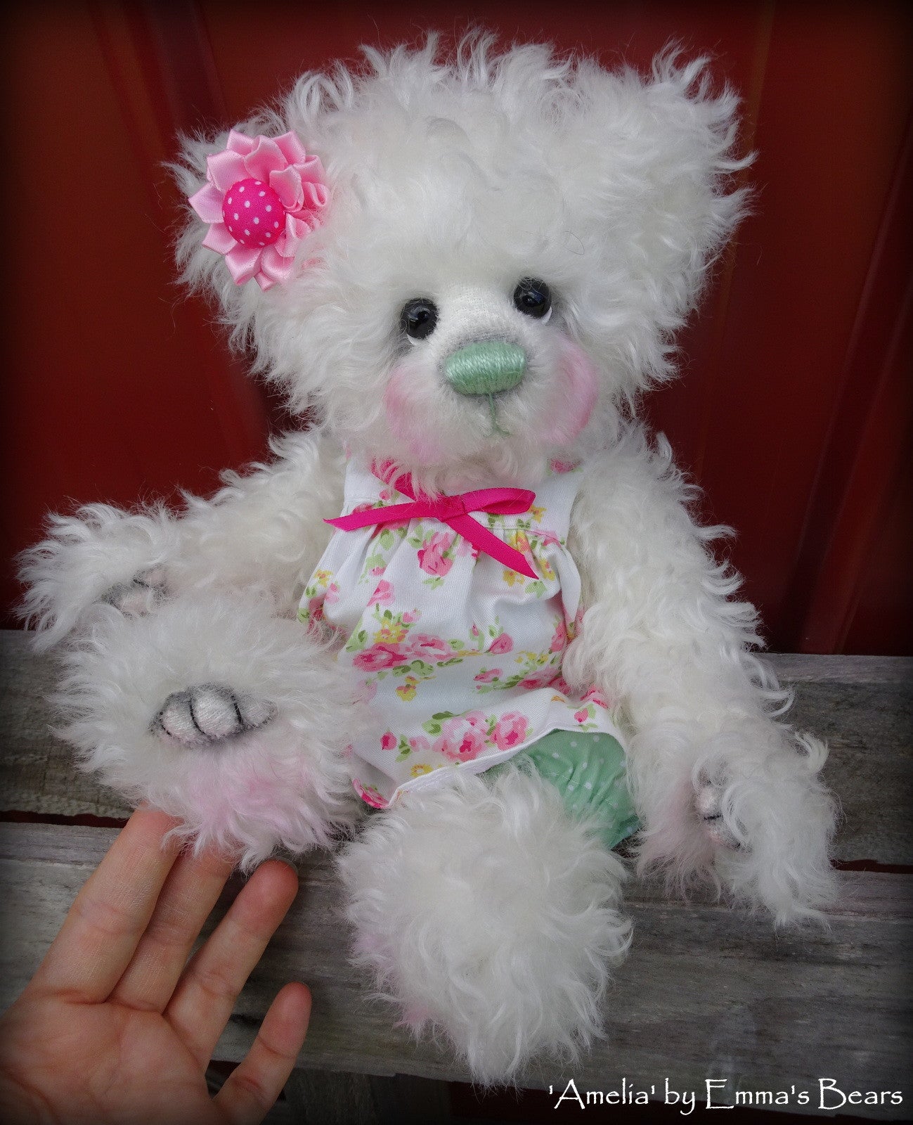 Amelia - 12" curly kid mohair artist bear by Emma's Bears  - OOAK